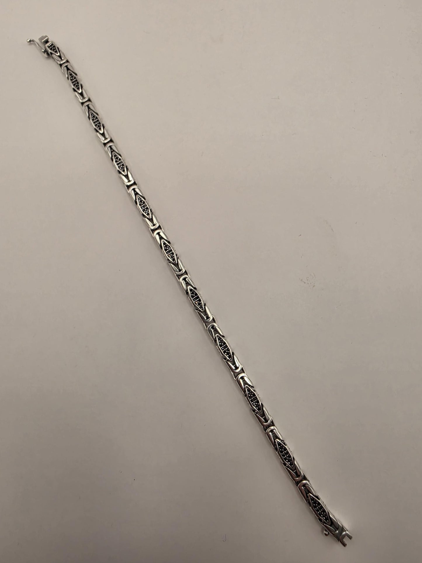 Sterling Silver Black Accent Geometric Bracelet 9" 5mm - view 5