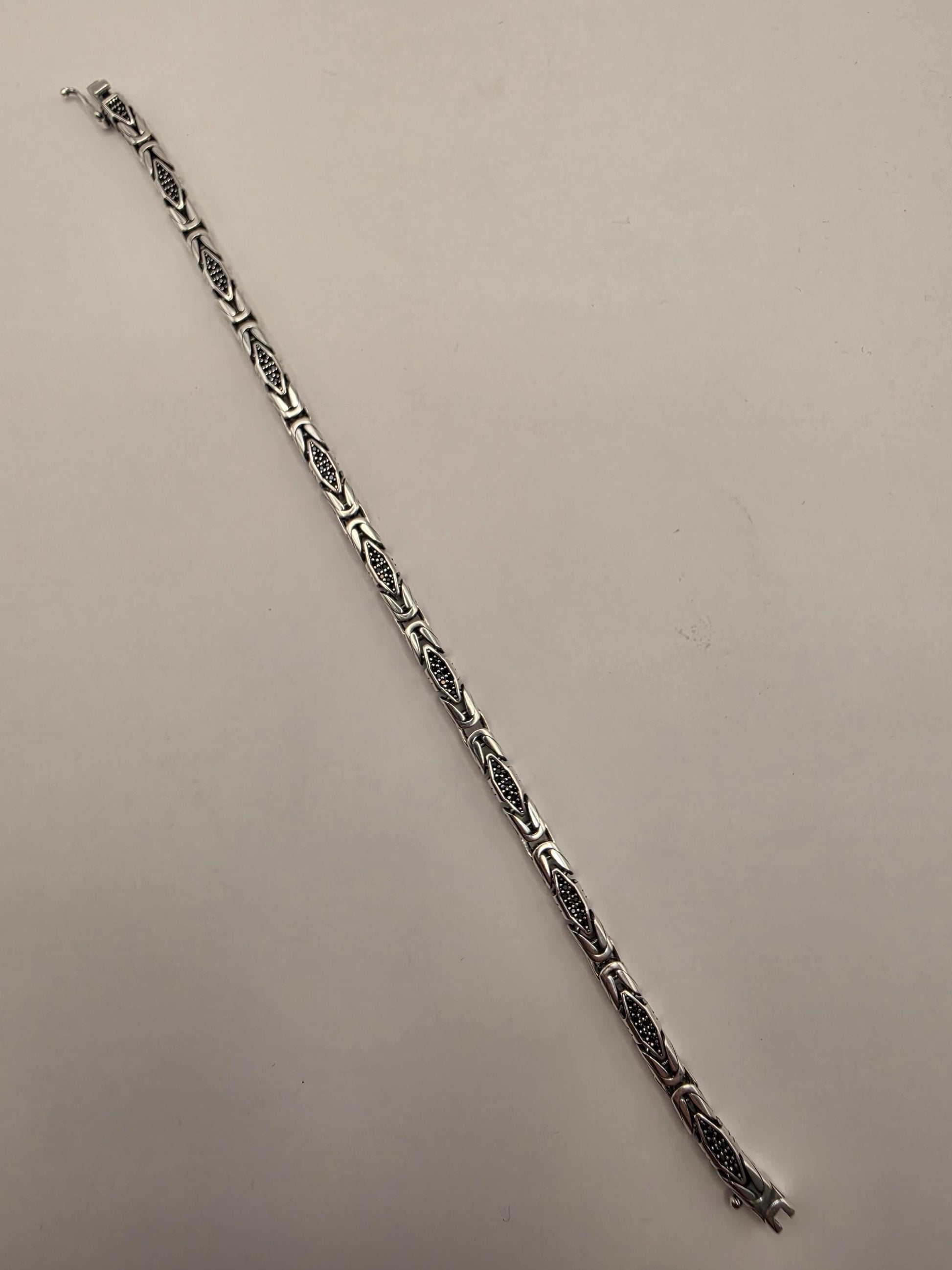 Sterling Silver Black Accent Geometric Bracelet 9" 5mm - view 5