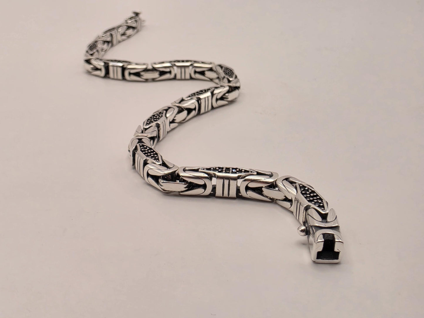Sterling Silver Black Accent Geometric Bracelet 9" 5mm - view 2