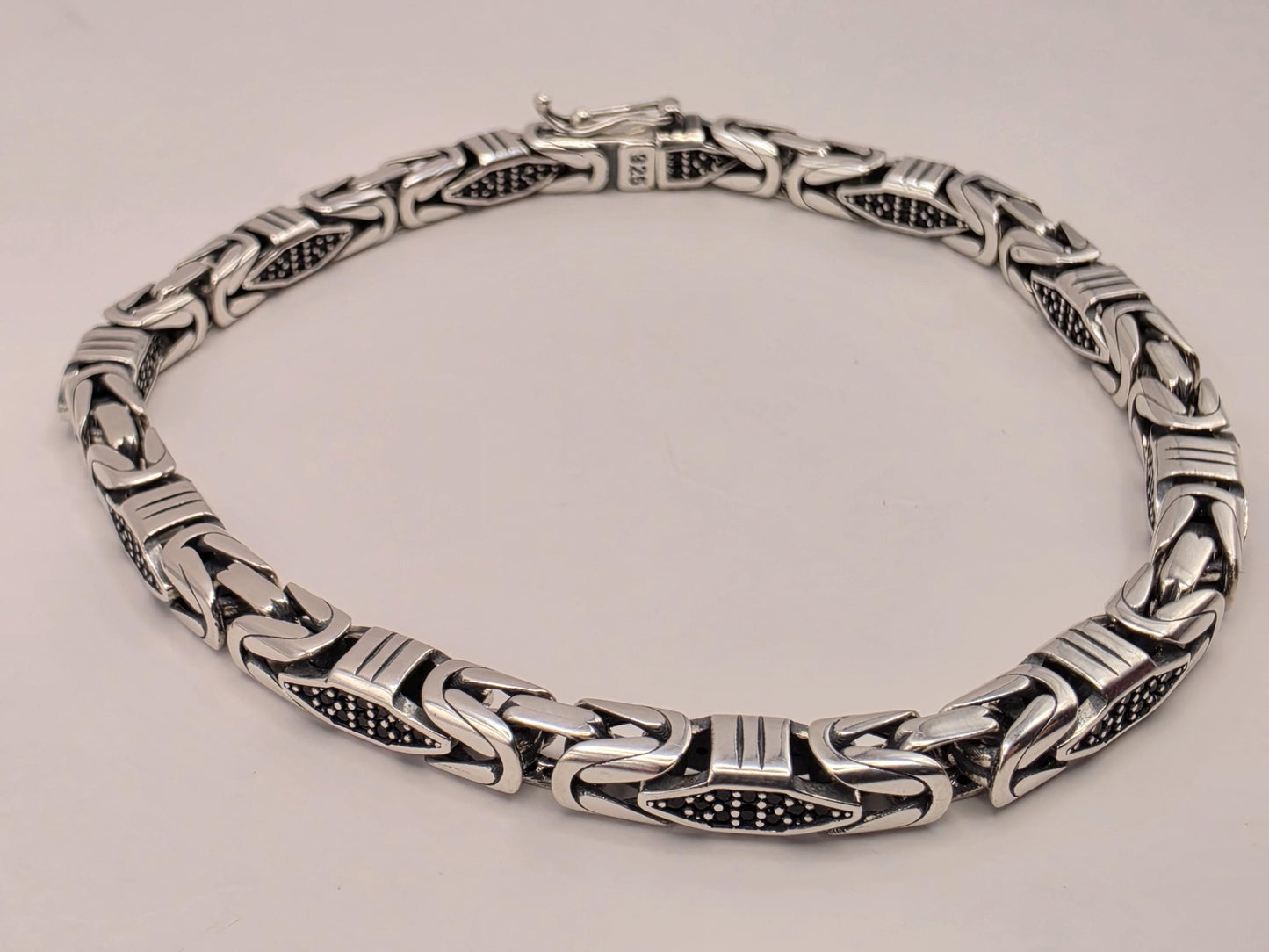 Sterling Silver Black Accent Geometric Bracelet 9" 5mm - view 3