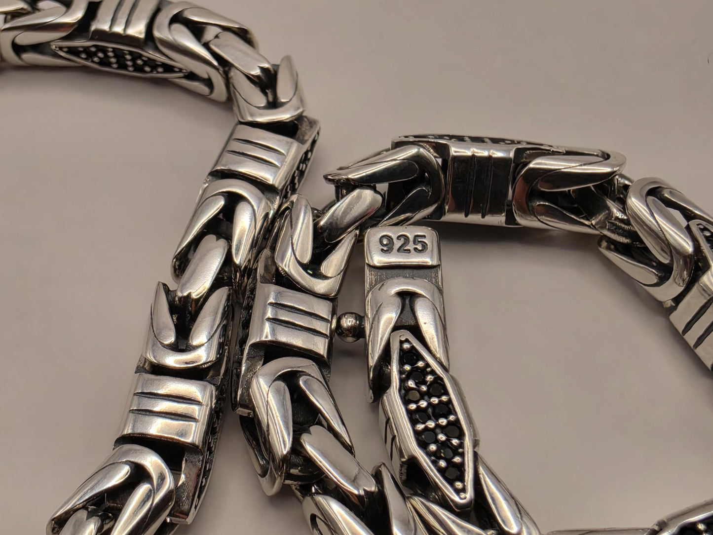Sterling Silver Black Accent Geometric Bracelet 9" 5mm - view 4