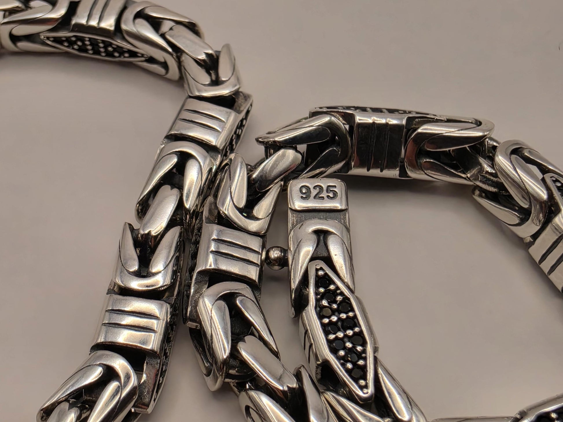 Sterling Silver Black Accent Geometric Bracelet 9" 5mm - view 4