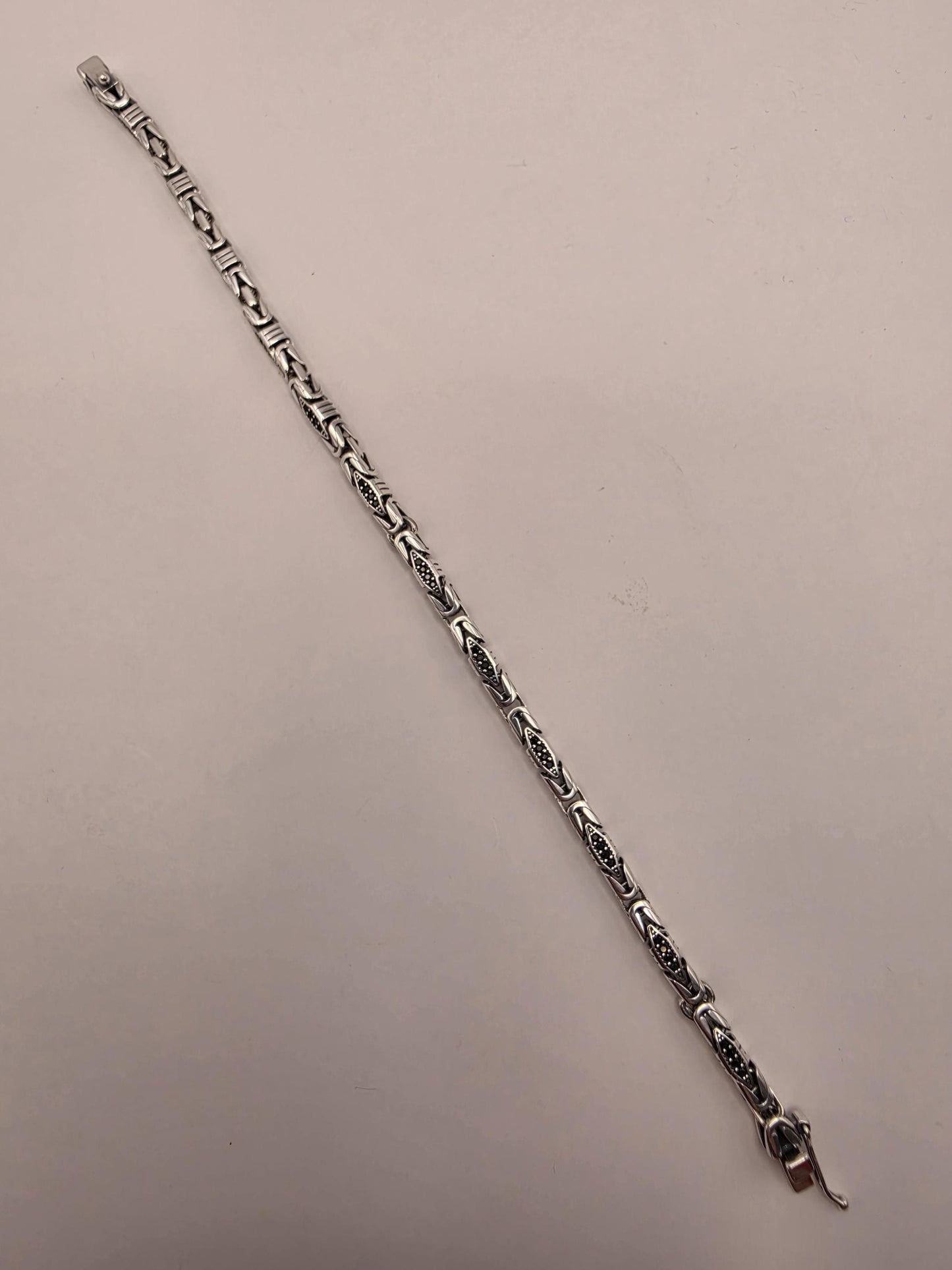 Sterling Silver Black Accent Geometric Bracelet 8" 4mm - view 5