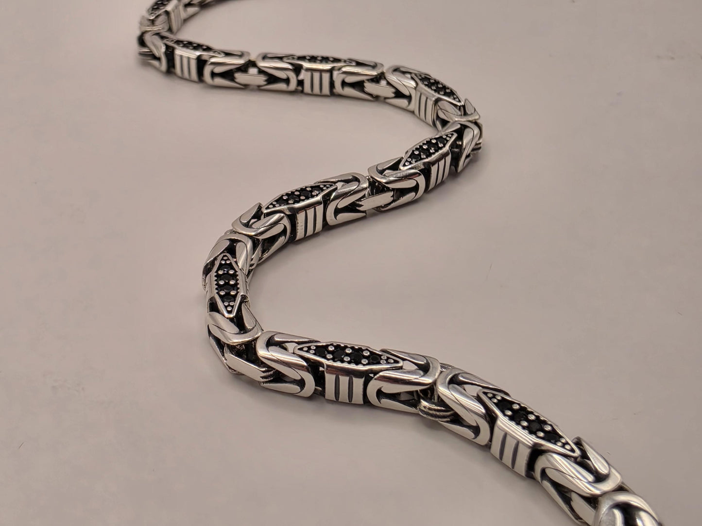 Sterling Silver Black Accent Geometric Bracelet 8" 4mm - view 2