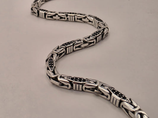 Sterling Silver Black Accent Geometric Bracelet 8" 4mm - view 2