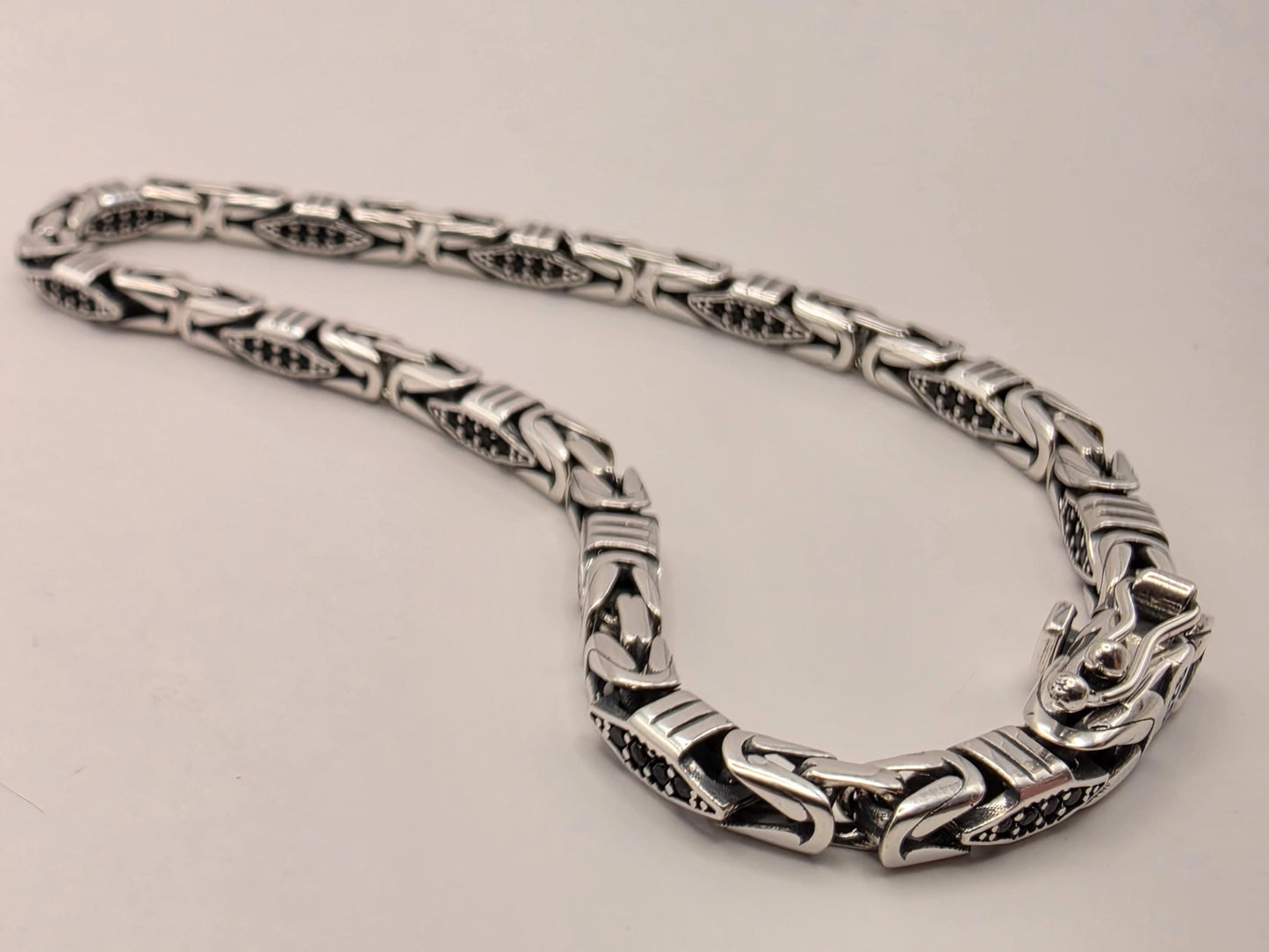 Sterling Silver Black Accent Geometric Bracelet 8" 4mm - view 6