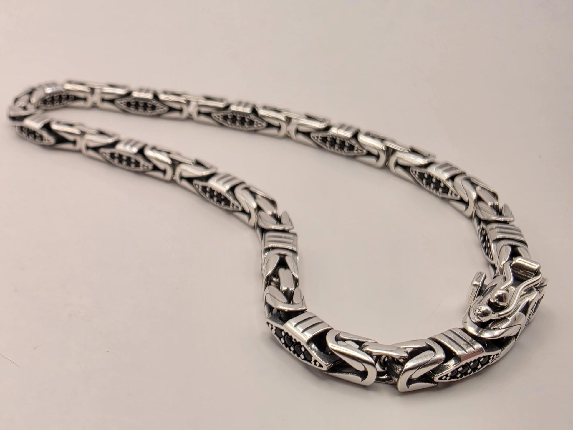 Sterling Silver Black Accent Geometric Bracelet 8" 4mm - view 6