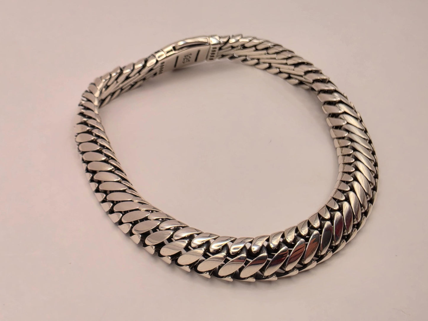 Sterling Silver Curb Chain Bracelet 8.5 Inch 8mm 26.7 Grams Unisex Statement Jewelry Gift