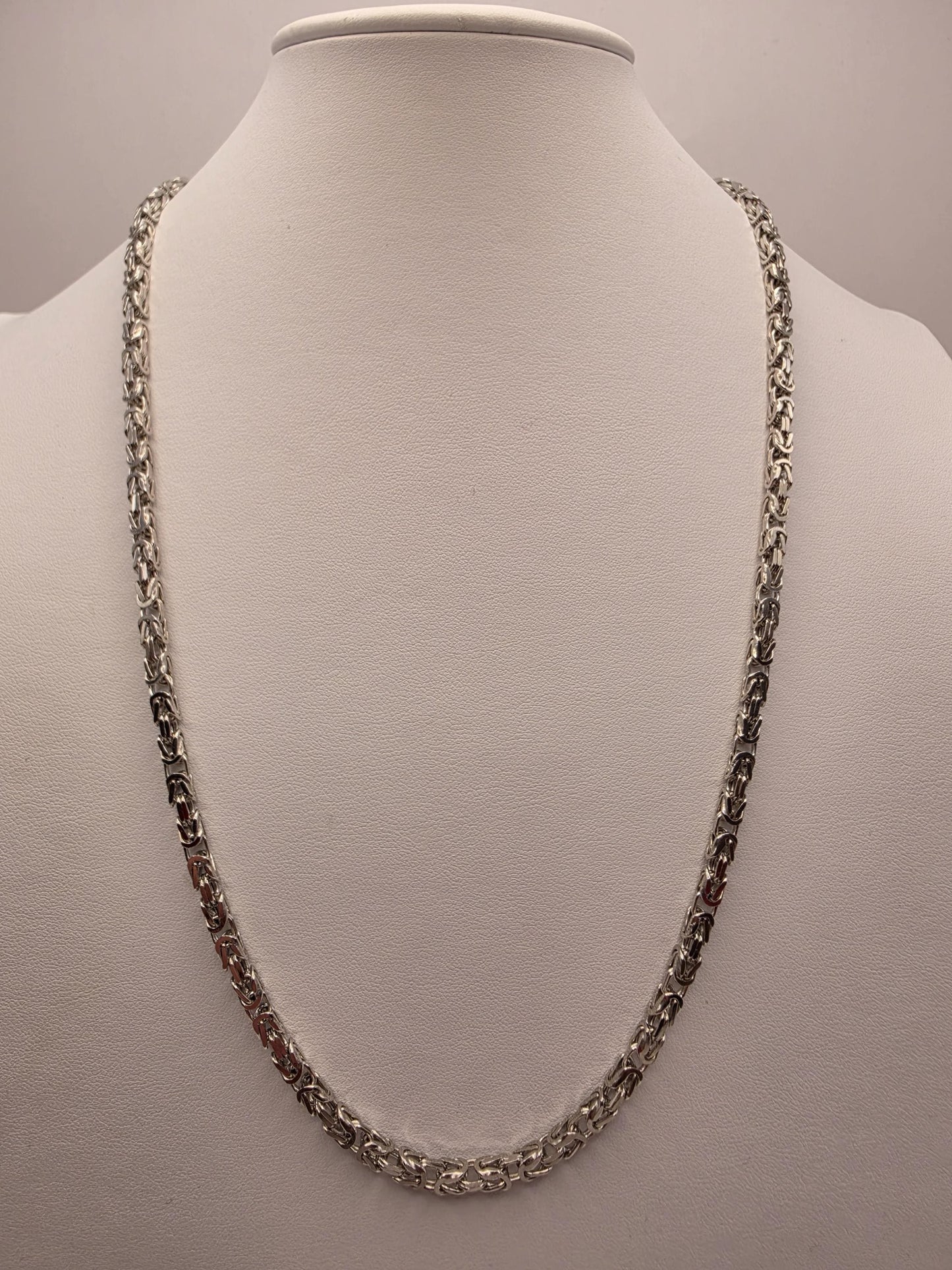 Sterling Silver Byzantine Necklace 24" 4mm - view 3