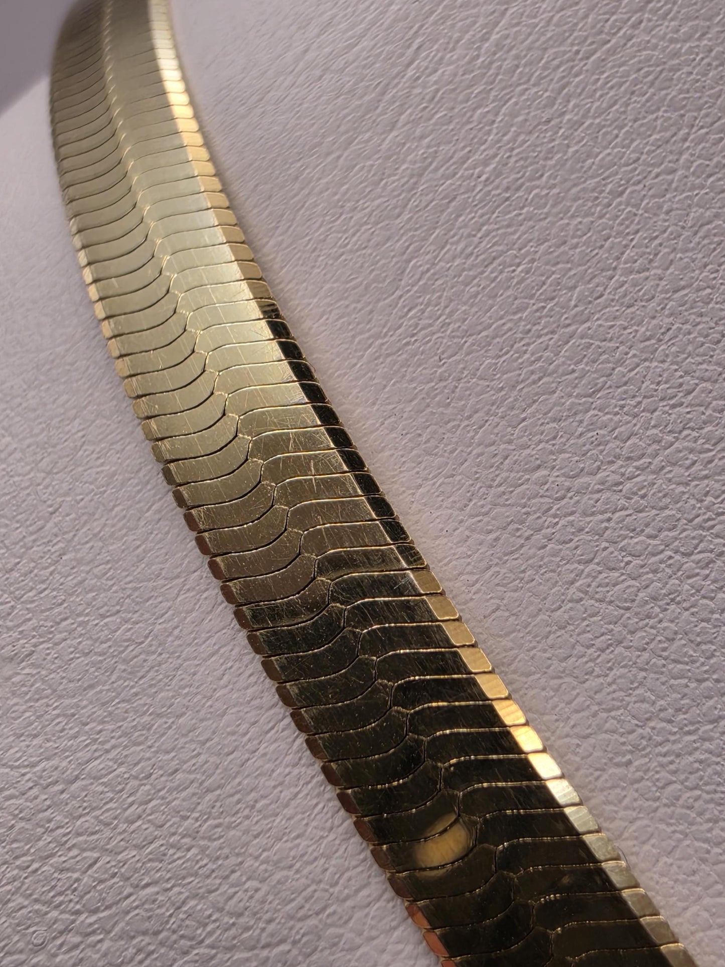 Gold Plated Sterling Silver Herringbone Necklace 16" 7mm - view 6