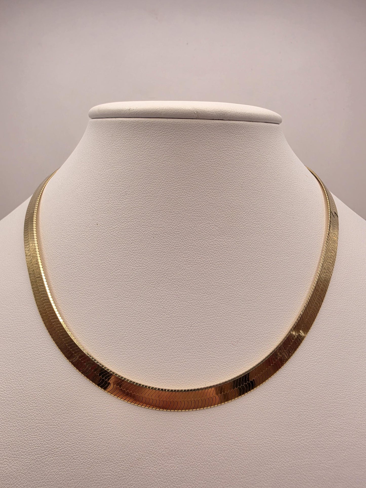 Gold Plated Sterling Silver Herringbone Necklace 16" 7mm - view 1