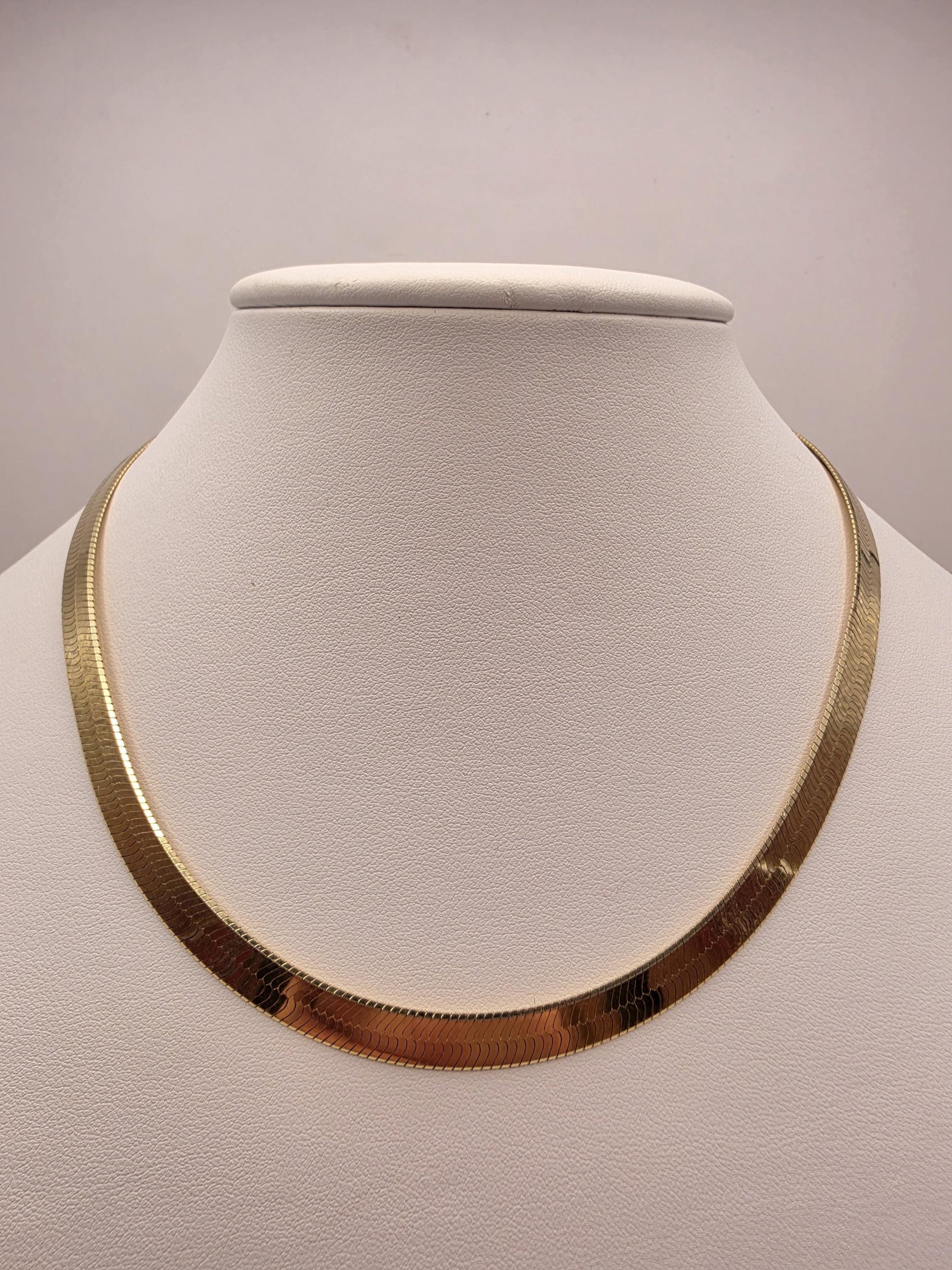 Gold Plated Sterling Silver Herringbone Necklace 16" 7mm - view 1