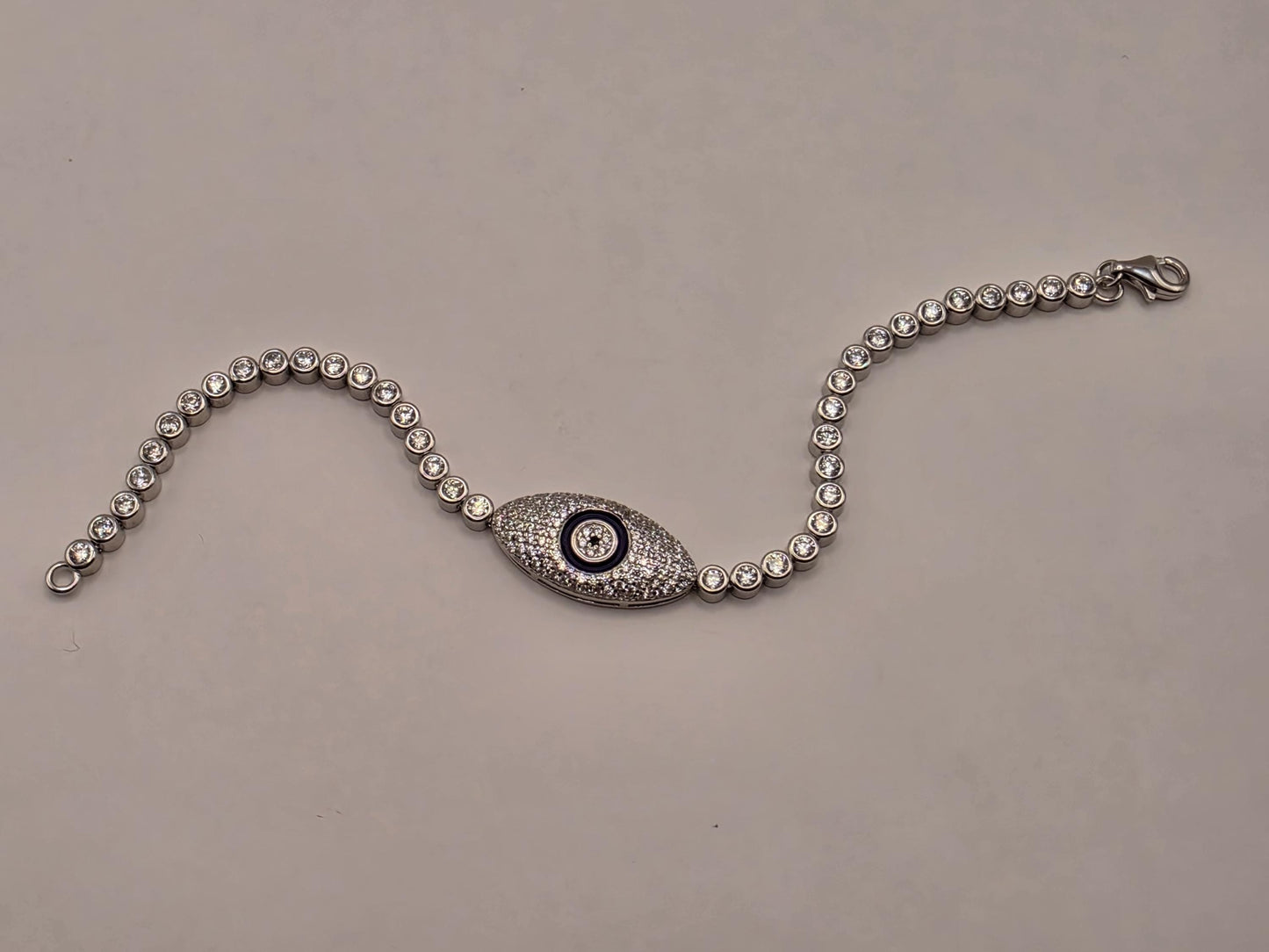 Sterling Silver Evil Eye Bracelet 7" 3.6mm - view 2
