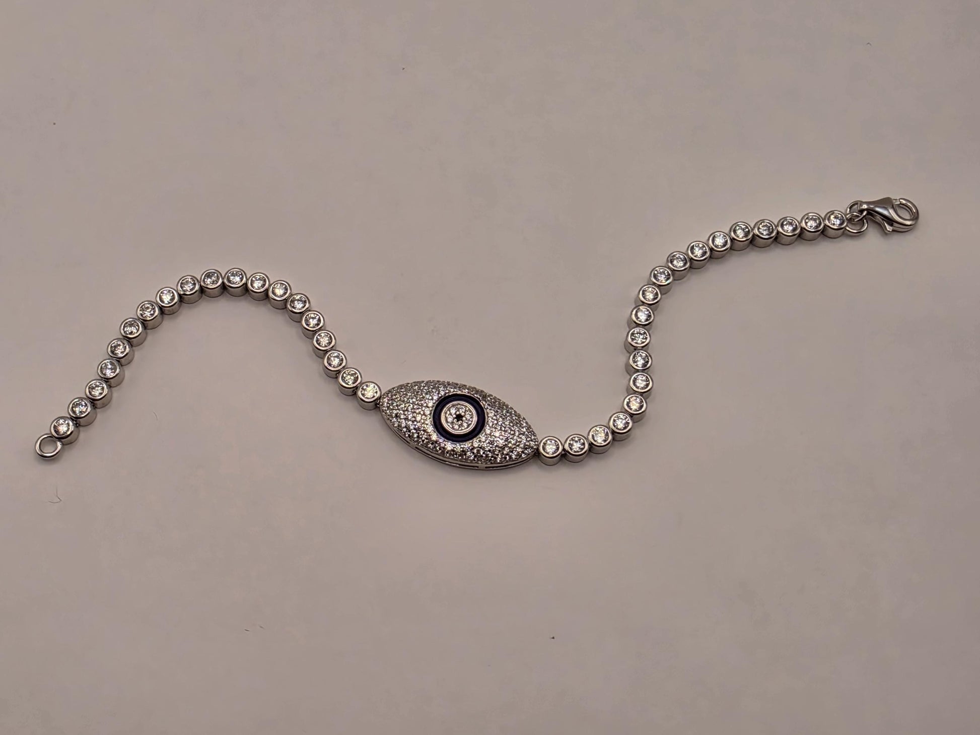 Sterling Silver Evil Eye Bracelet 7" 3.6mm - view 2