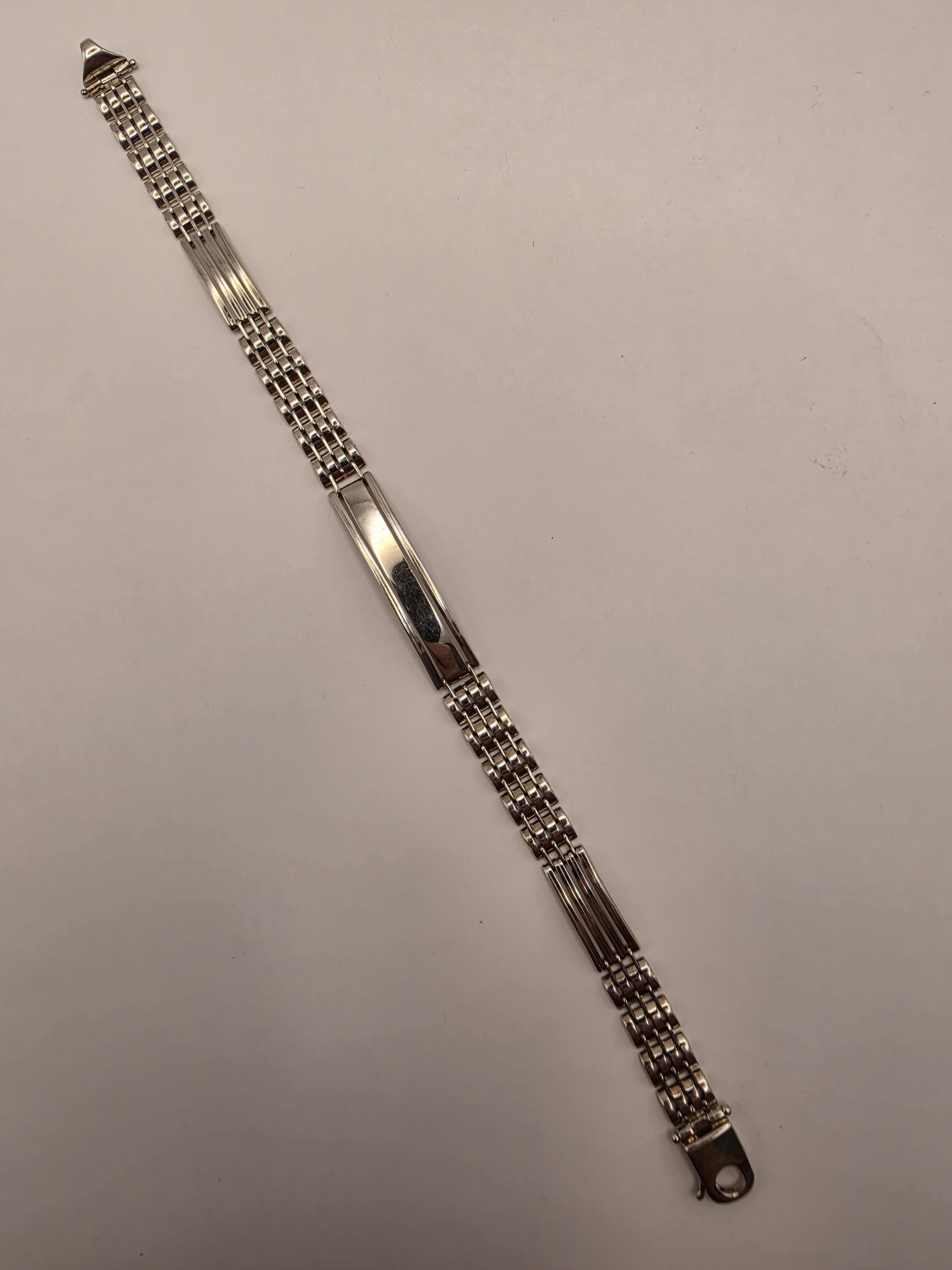 Sterling Silver Watch Link ID Bracelet 8.5 Inch 8.75mm 17.9 Grams Unisex Statement Jewelry Gift