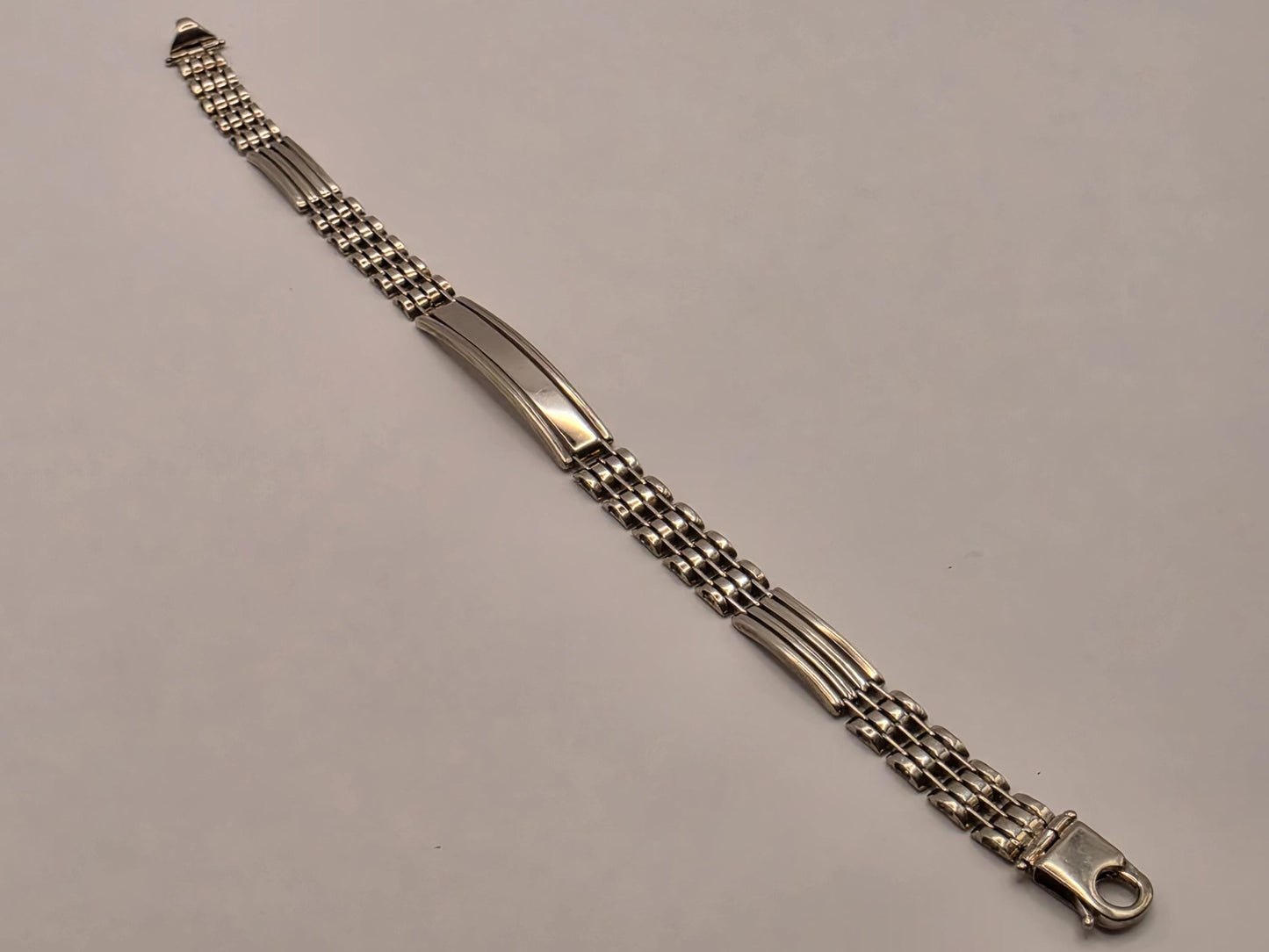 Sterling Silver Watch Link ID Bracelet 8.5 Inch 8.75mm 17.9 Grams Unisex Statement Jewelry Gift