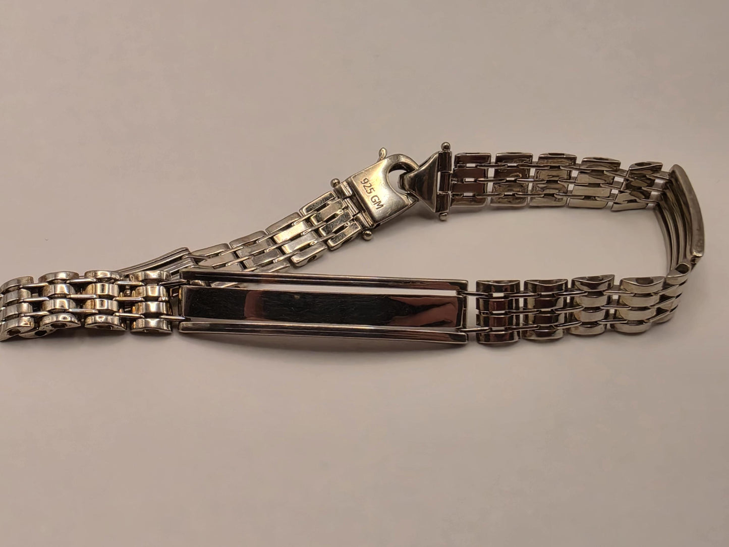 Sterling Silver Watch Link ID Bracelet 8.5 Inch 8.75mm 17.9 Grams Unisex Statement Jewelry Gift