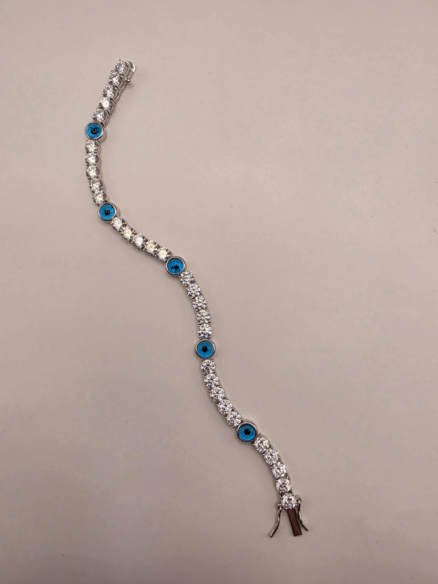 Sterling Silver Evil Eye Bracelet 7.5" 7.5mm - view 1