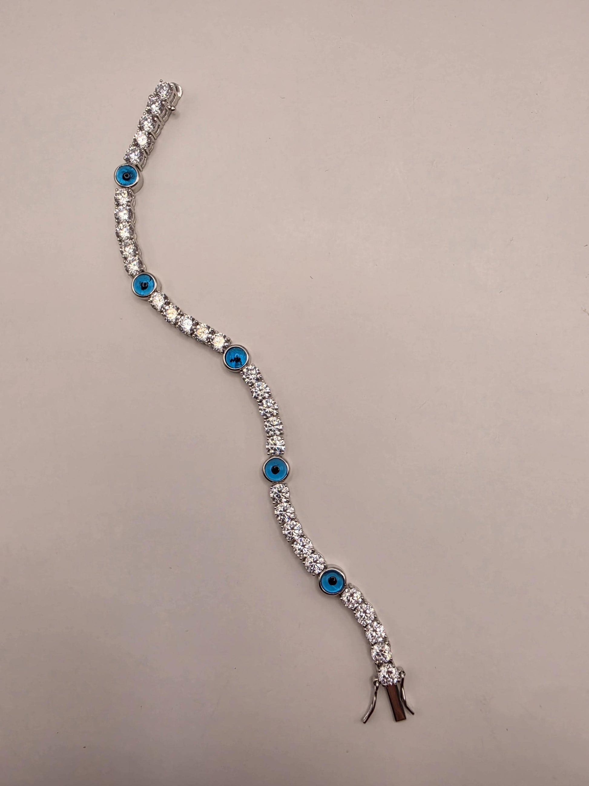 Sterling Silver Evil Eye Bracelet 7.5" 7.5mm - view 1