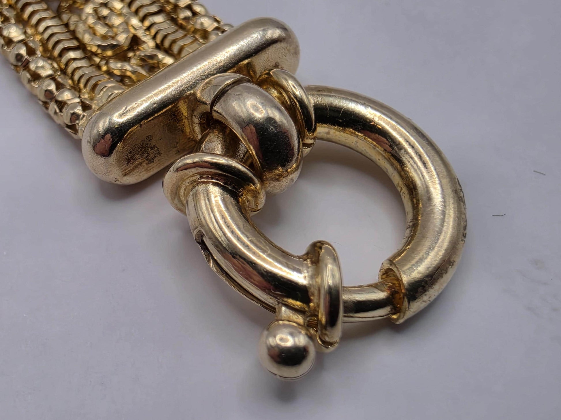 Gold Plated Sterling Silver Woven Filigree Bracelet 7.5" 12.5mm - view 3