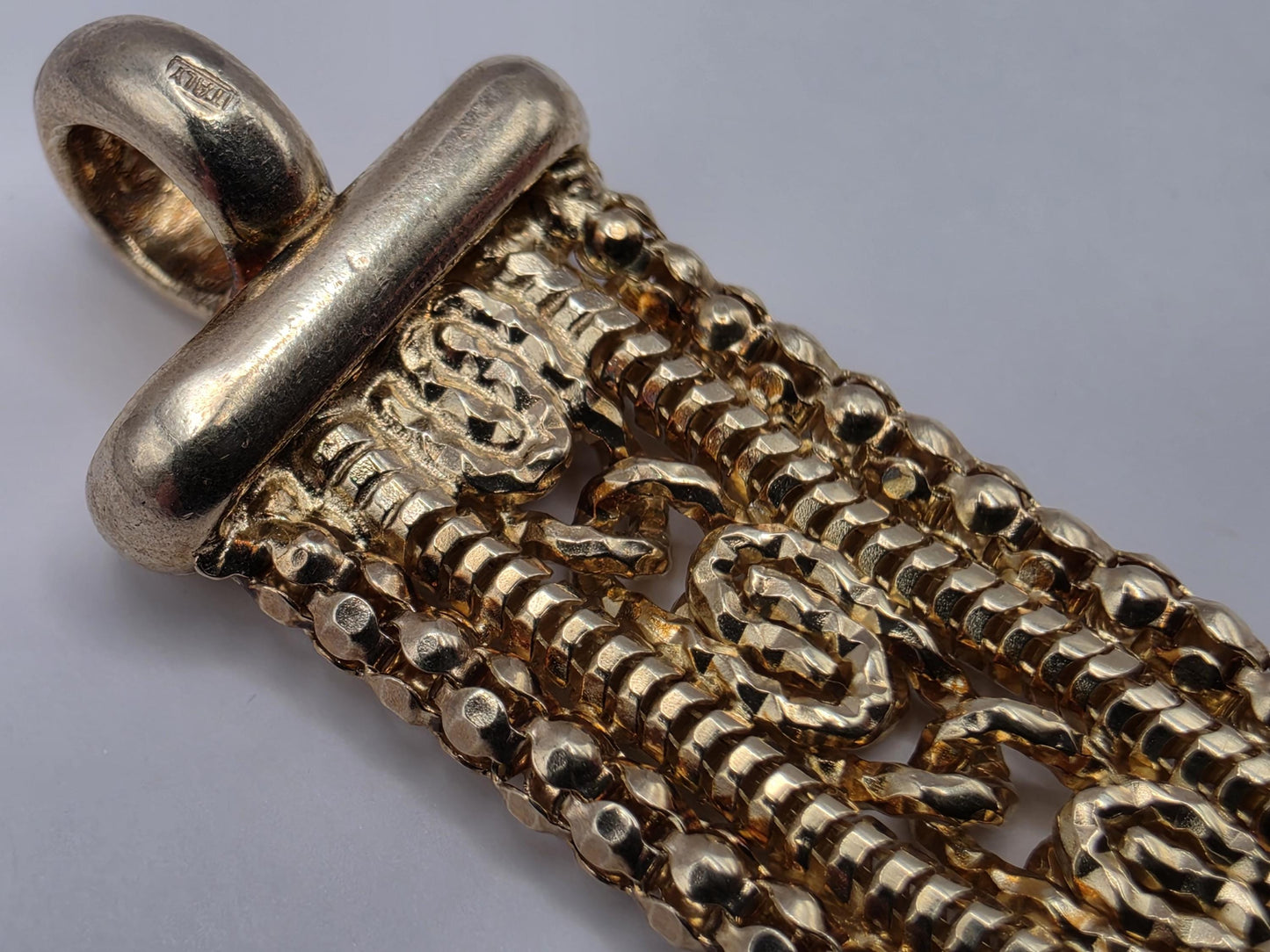Gold Plated Sterling Silver Woven Filigree Bracelet 7.5" 12.5mm - view 4