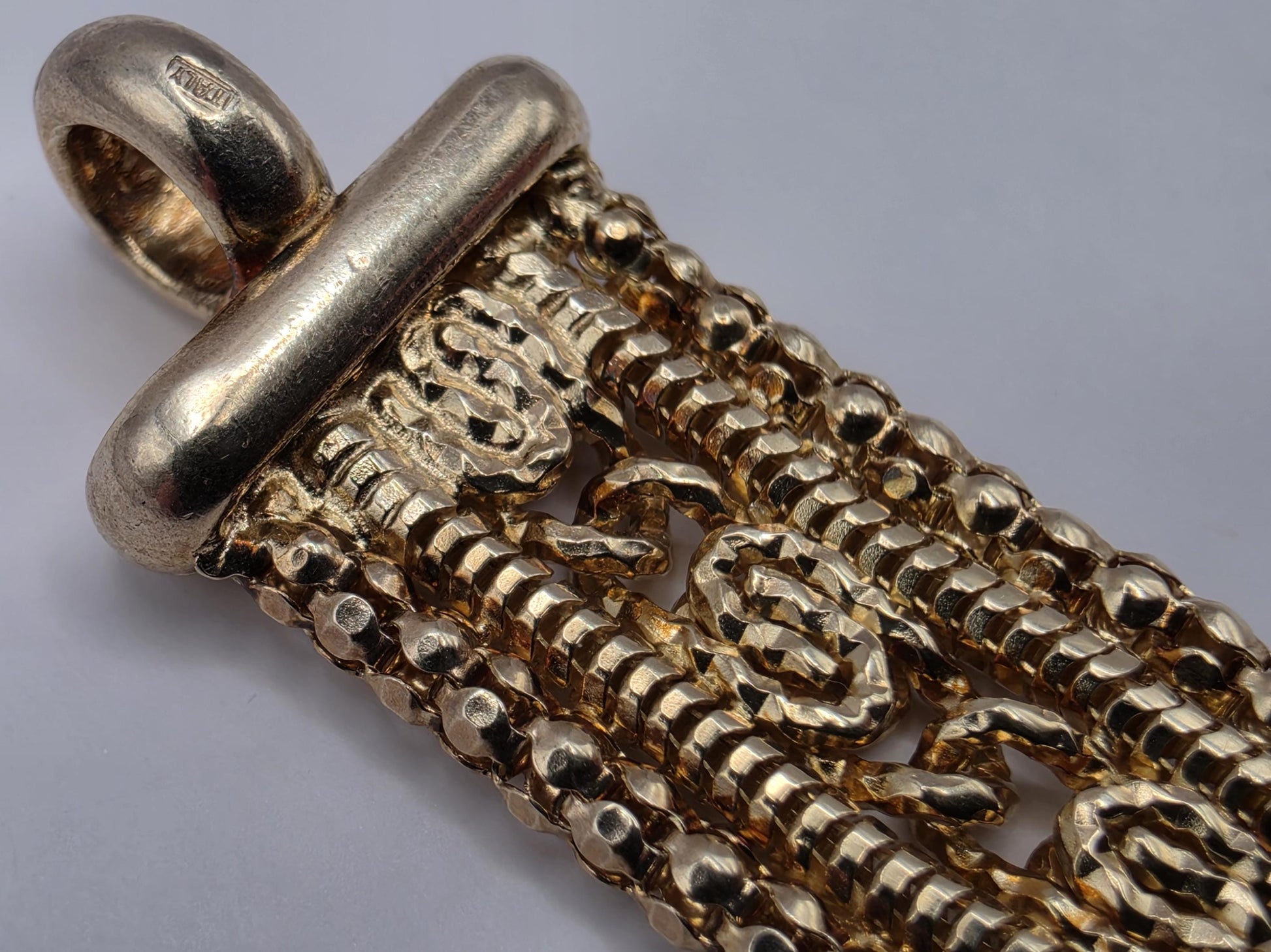 Gold Plated Sterling Silver Woven Filigree Bracelet 7.5" 12.5mm - view 4