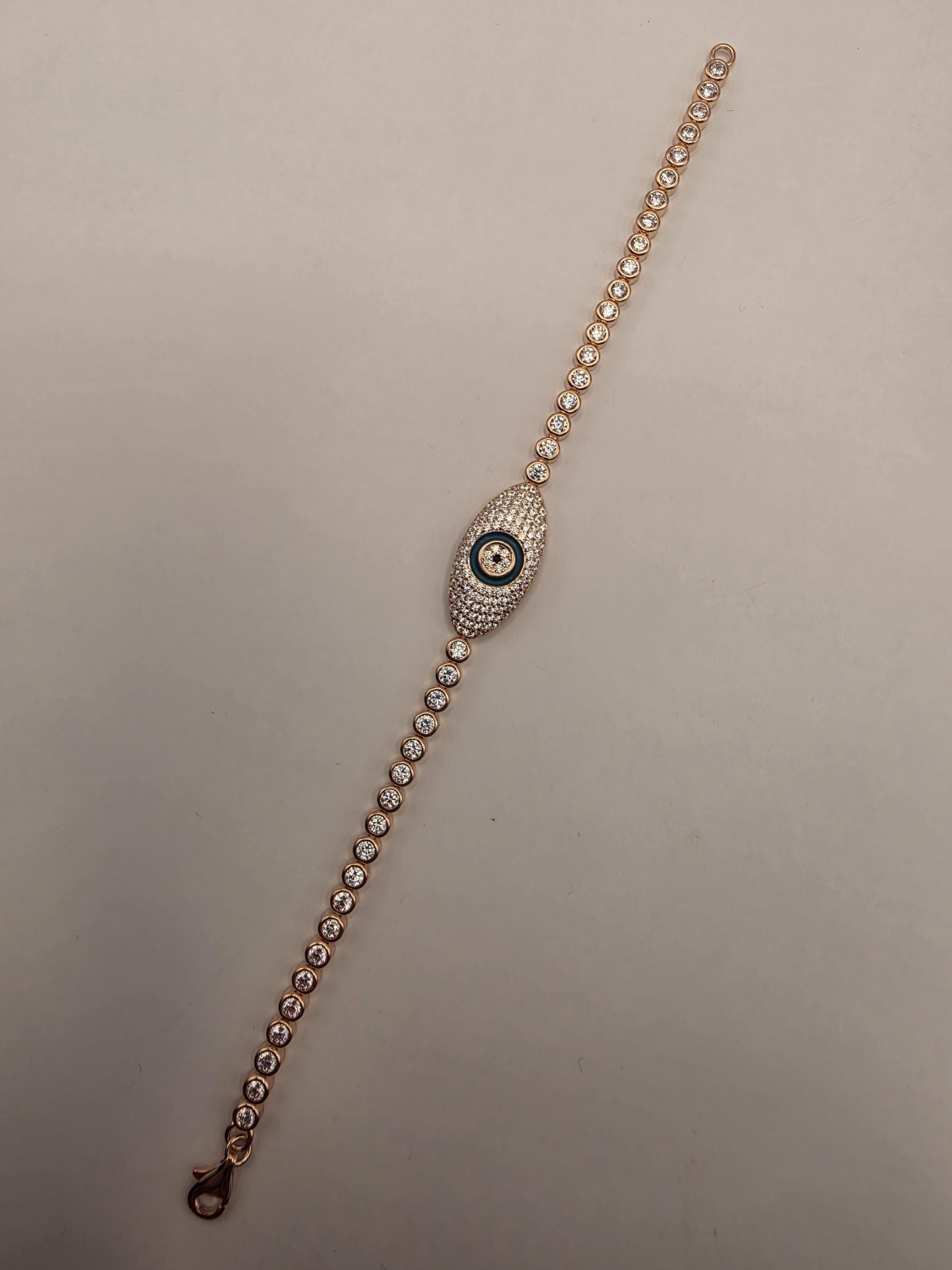 Gold Plated Sterling Silver Evil Eye Bracelet 7" 3.75mm - view 4