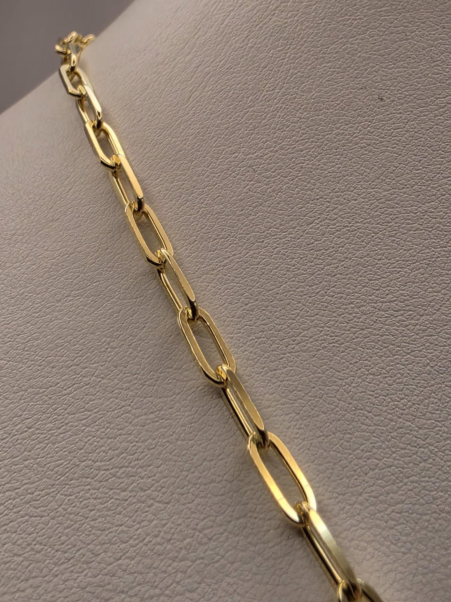 Gold Plated Sterling Silver Paperclip Chain Necklace 18.5 Inch 4mm 8.9 Grams Unisex Layering Jewelry Gift