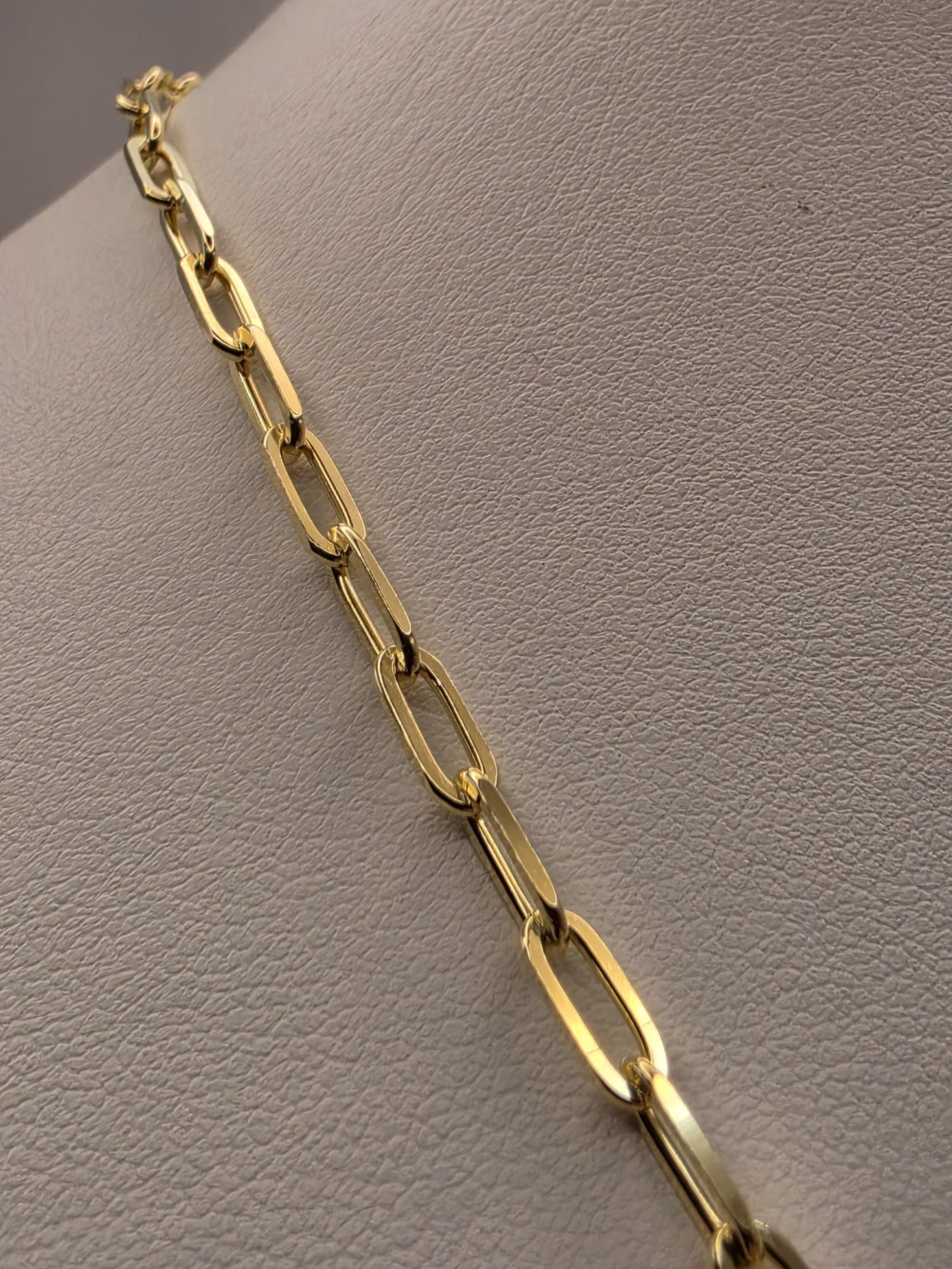 Gold Plated Sterling Silver Paperclip Chain Necklace 18.5 Inch 4mm 8.9 Grams Unisex Layering Jewelry Gift