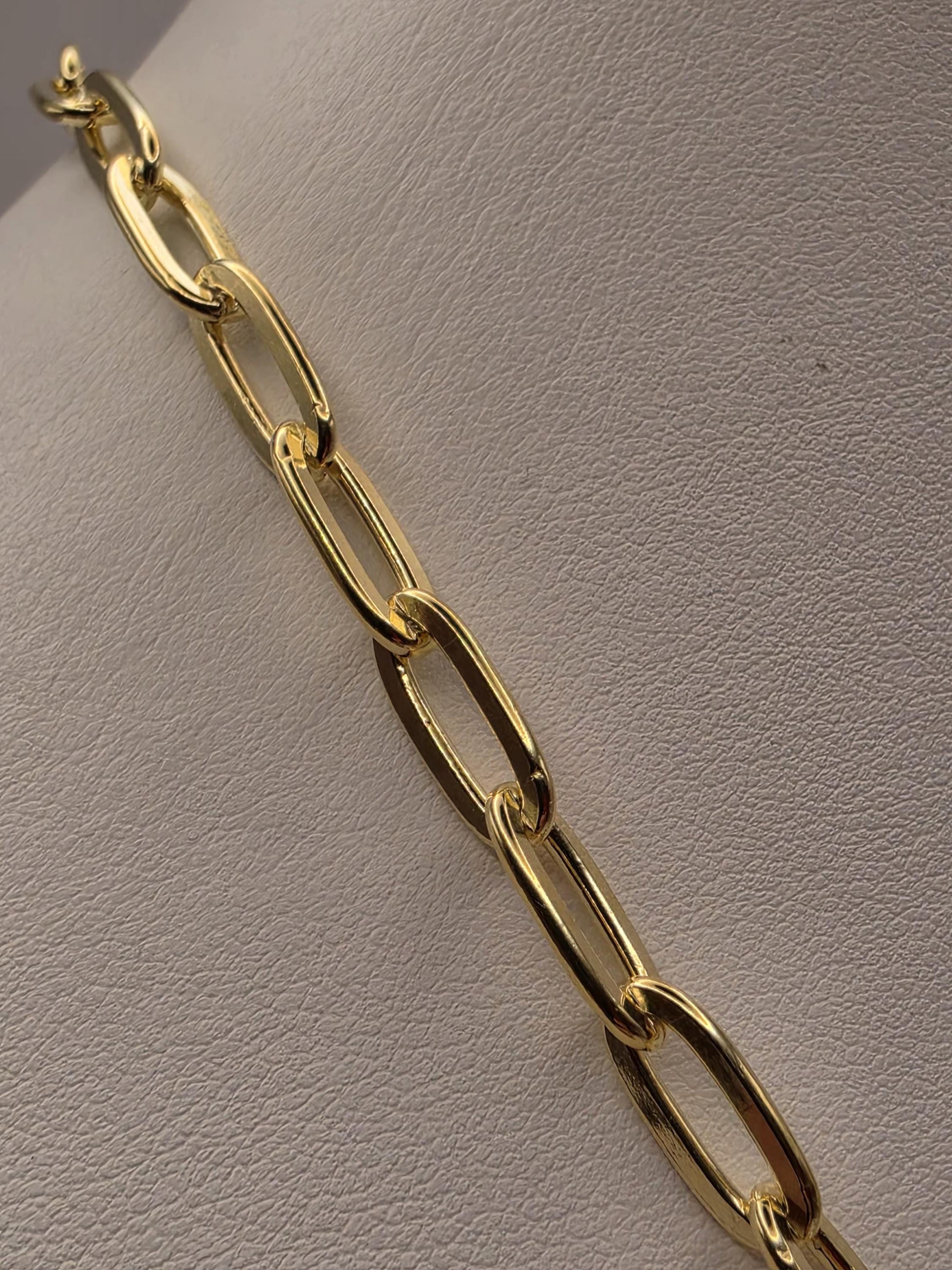 Gold Plated Sterling Silver Paperclip Chain Necklace 18.5 Inch 5.75mm 22.4 Grams Wide Unisex Jewelry Gift