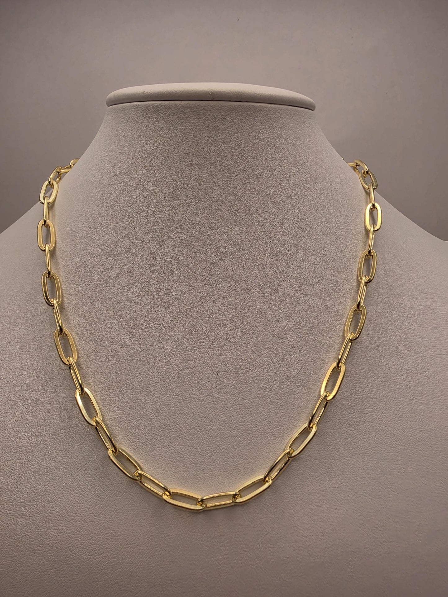 Gold Plated Sterling Silver Paperclip Chain Necklace 18.5 Inch 5.75mm 22.4 Grams Wide Unisex Jewelry Gift