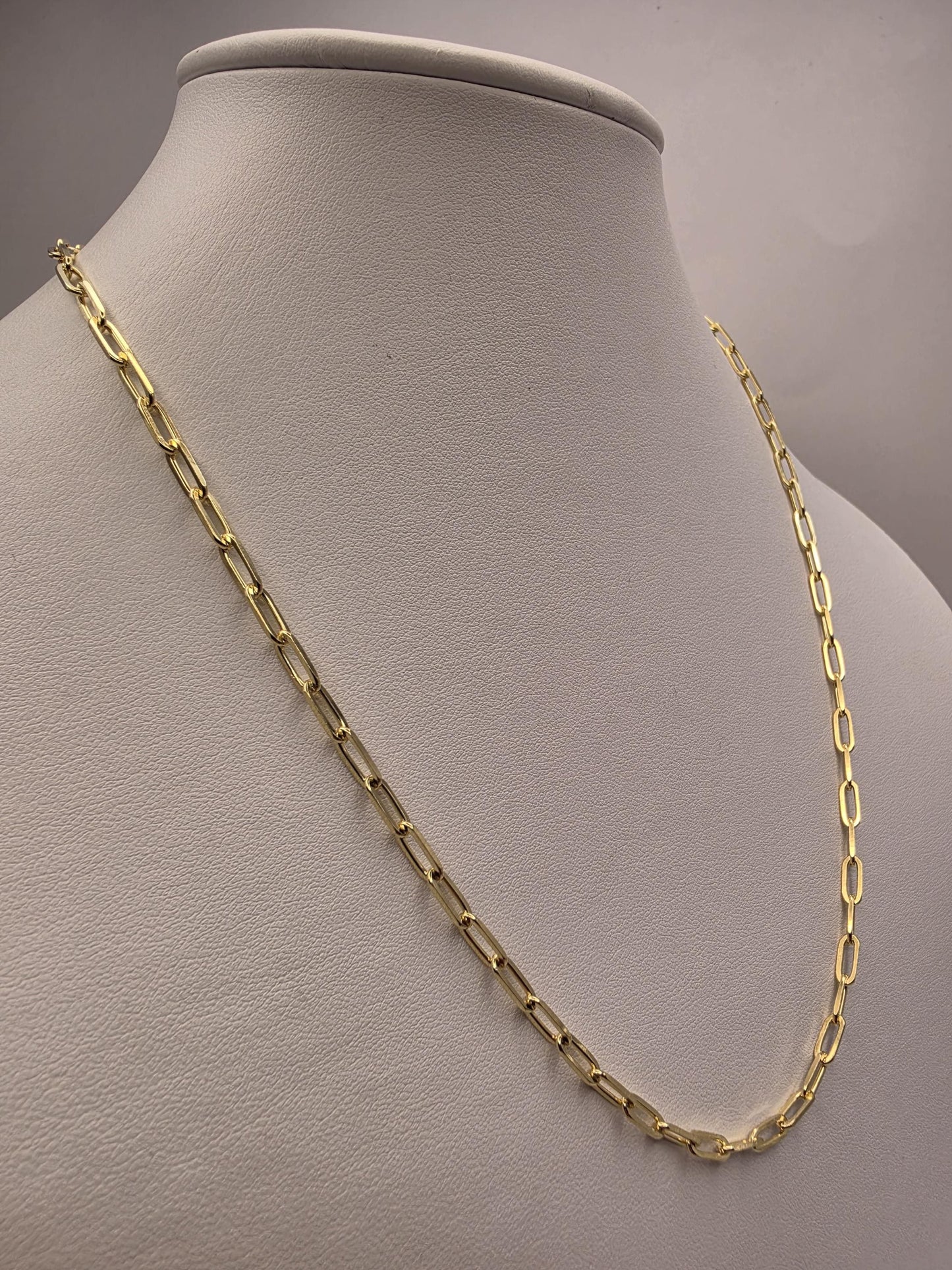 Gold Plated Sterling Silver Paperclip Necklace 20" 3.5mm - view 4