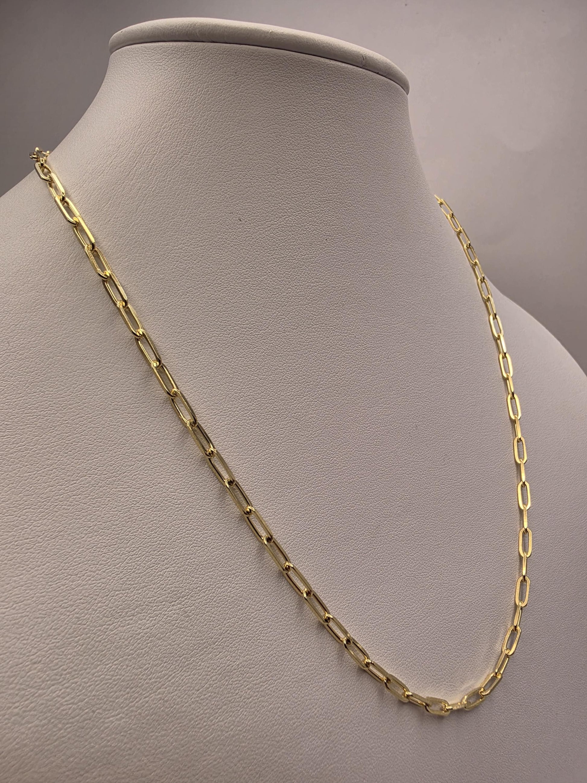 Gold Plated Sterling Silver Paperclip Necklace 20" 3.5mm - view 4