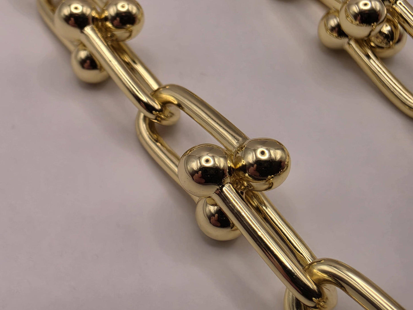Gold Plated Sterling Silver Barbell Link Necklace 20" 9.5mm - view 6