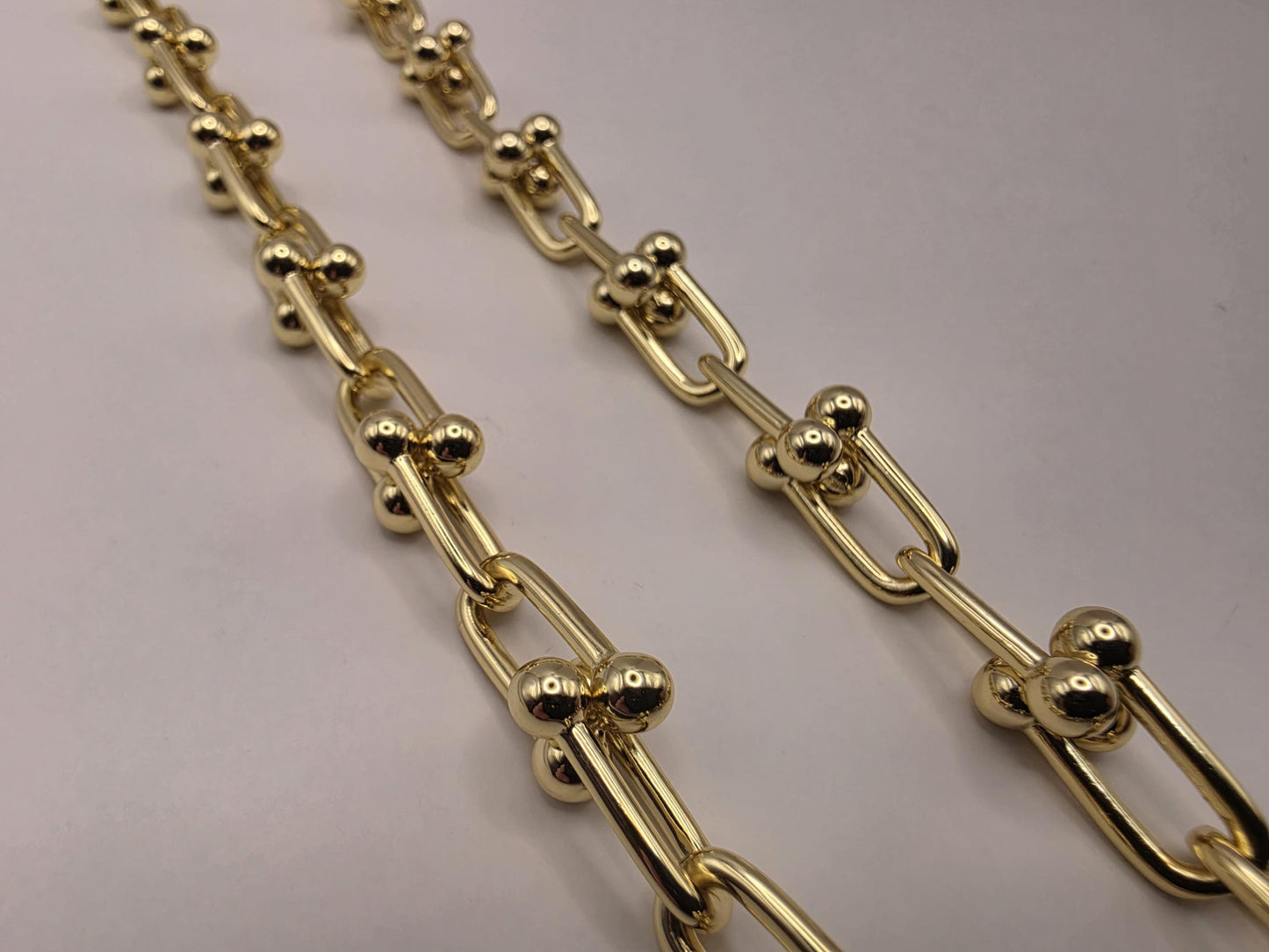 Gold Plated Sterling Silver Barbell Link Necklace 20" 9.5mm - view 3