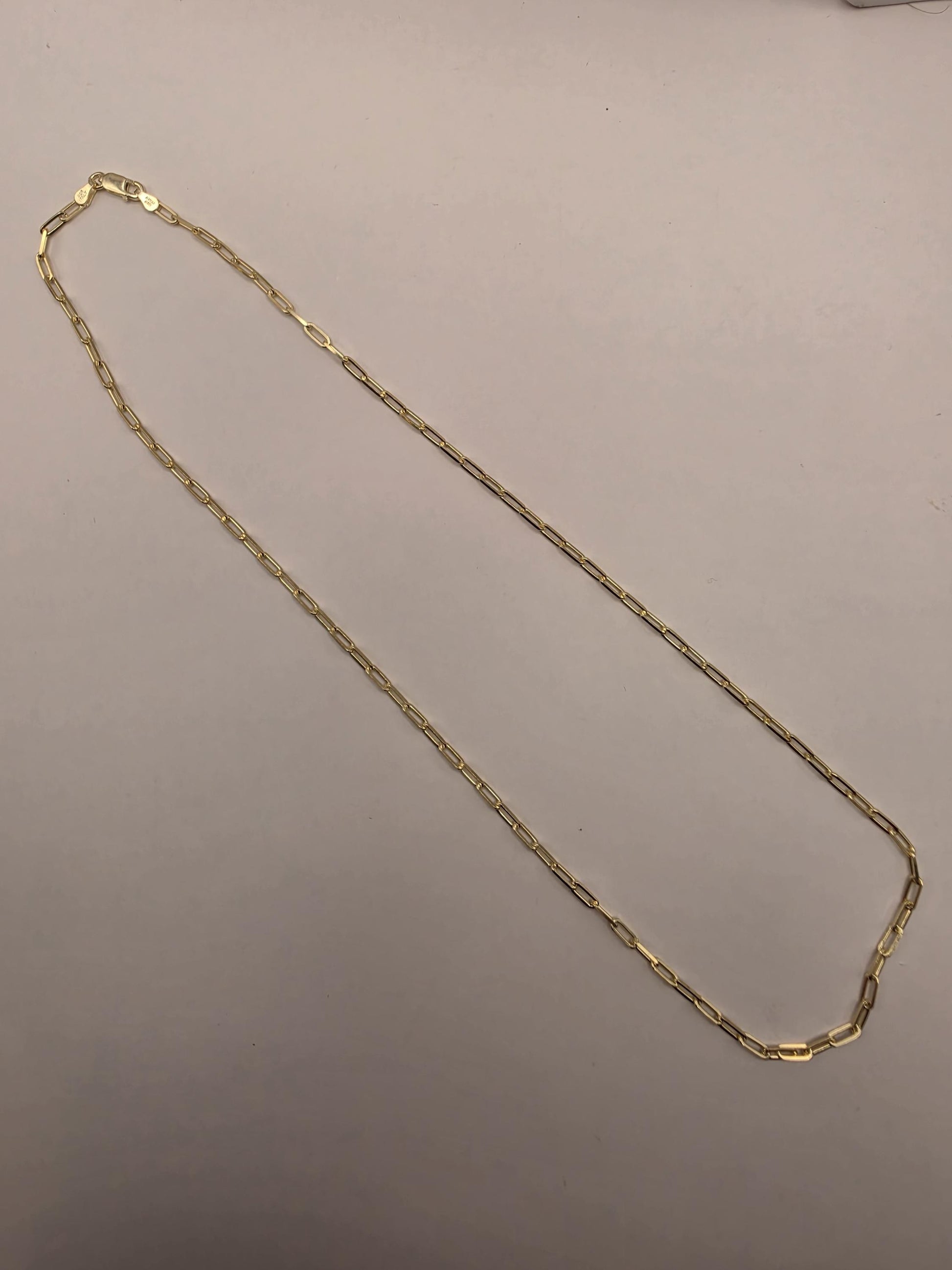Gold Plated Sterling Silver Paperclip Necklace 20" 3mm - view 4
