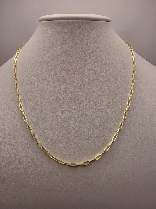 Gold Plated Sterling Silver Paperclip Chain Necklace 18.25 Inch 2.75mm 5.9 Grams Dainty Layering Jewelry Gift
