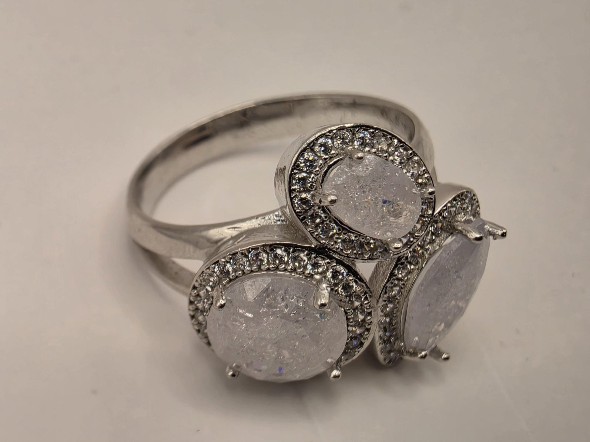 Sterling Silver Raw Crystal Cluster Ring Size 8 - view 1