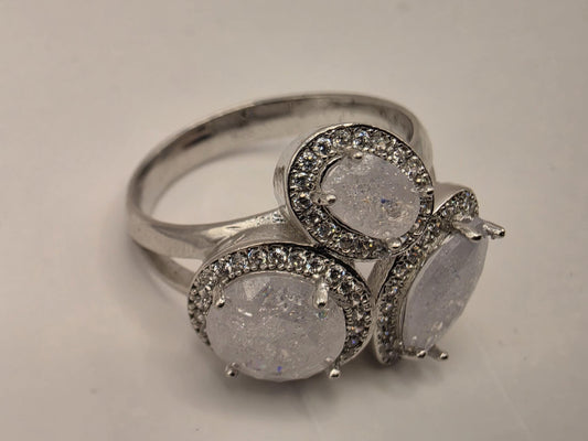 Sterling Silver Raw Crystal Cluster Ring Size 8 - view 1