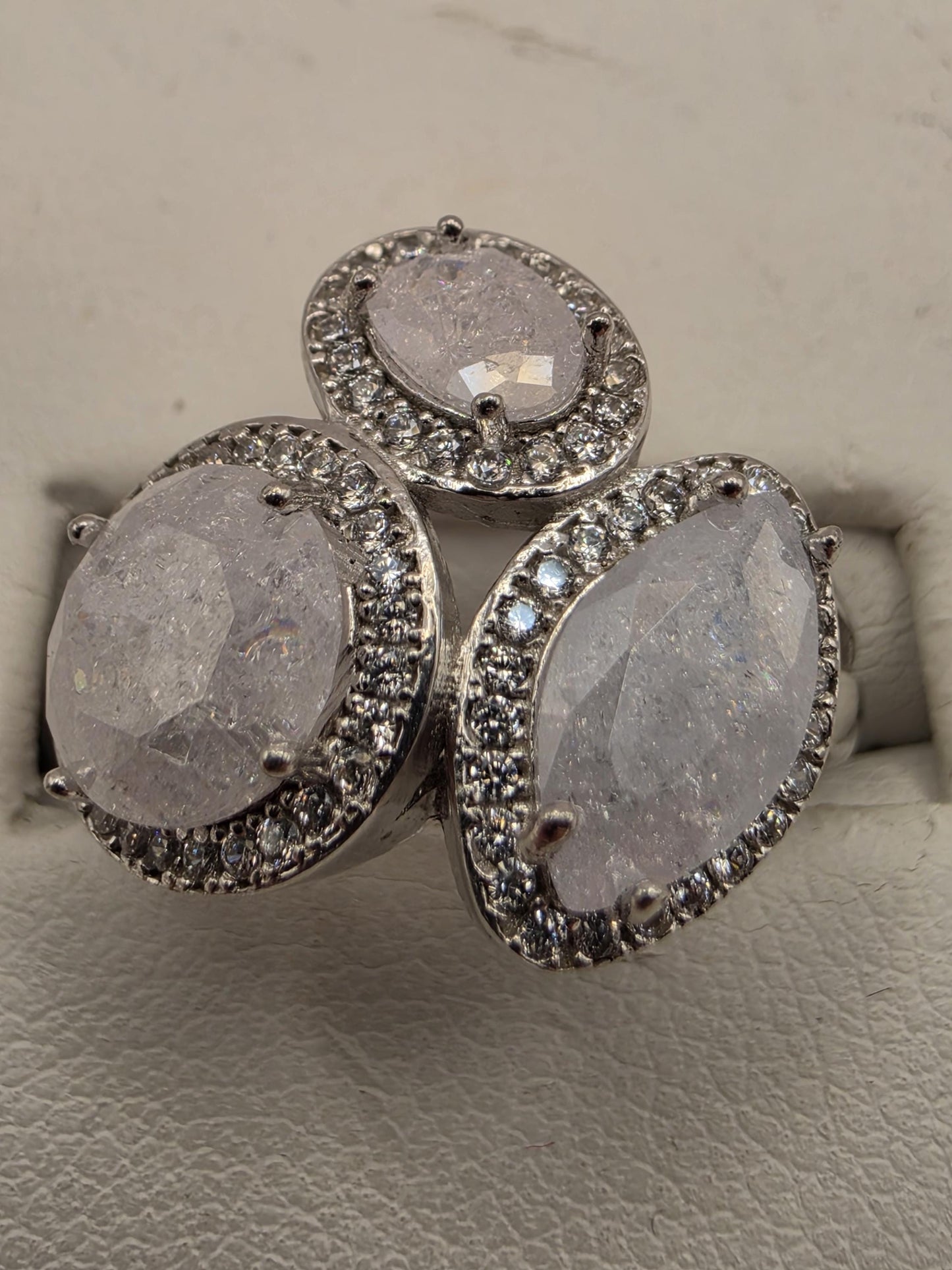 Sterling Silver Raw Crystal Cluster Ring Size 8 - view 5