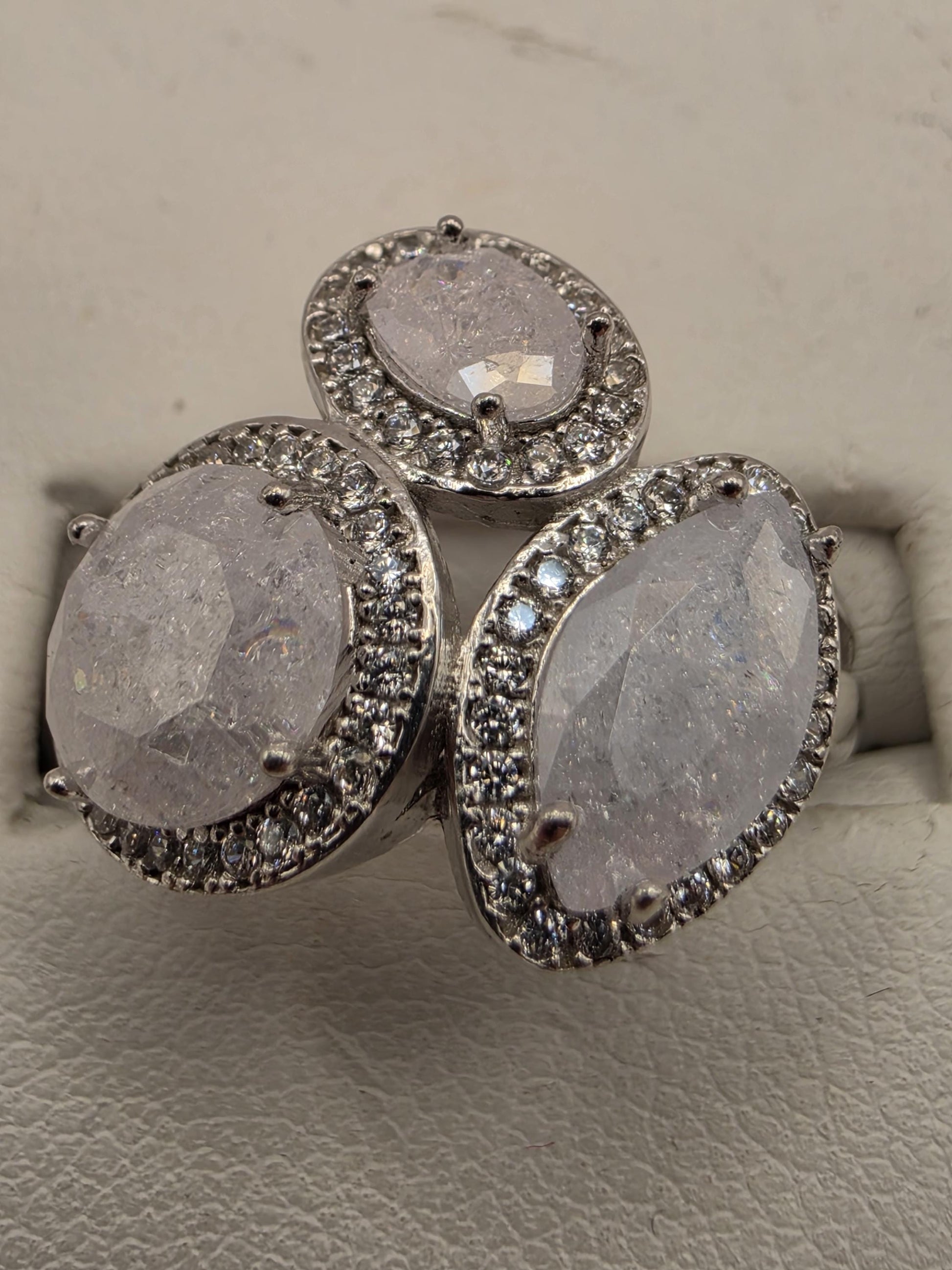 Sterling Silver Raw Crystal Cluster Ring Size 8 - view 5