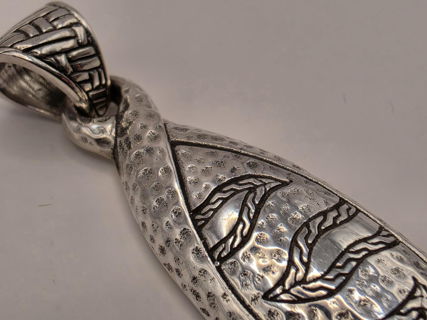 Sterling Silver Engraved Leaf Pendant 2 Inch - view 3