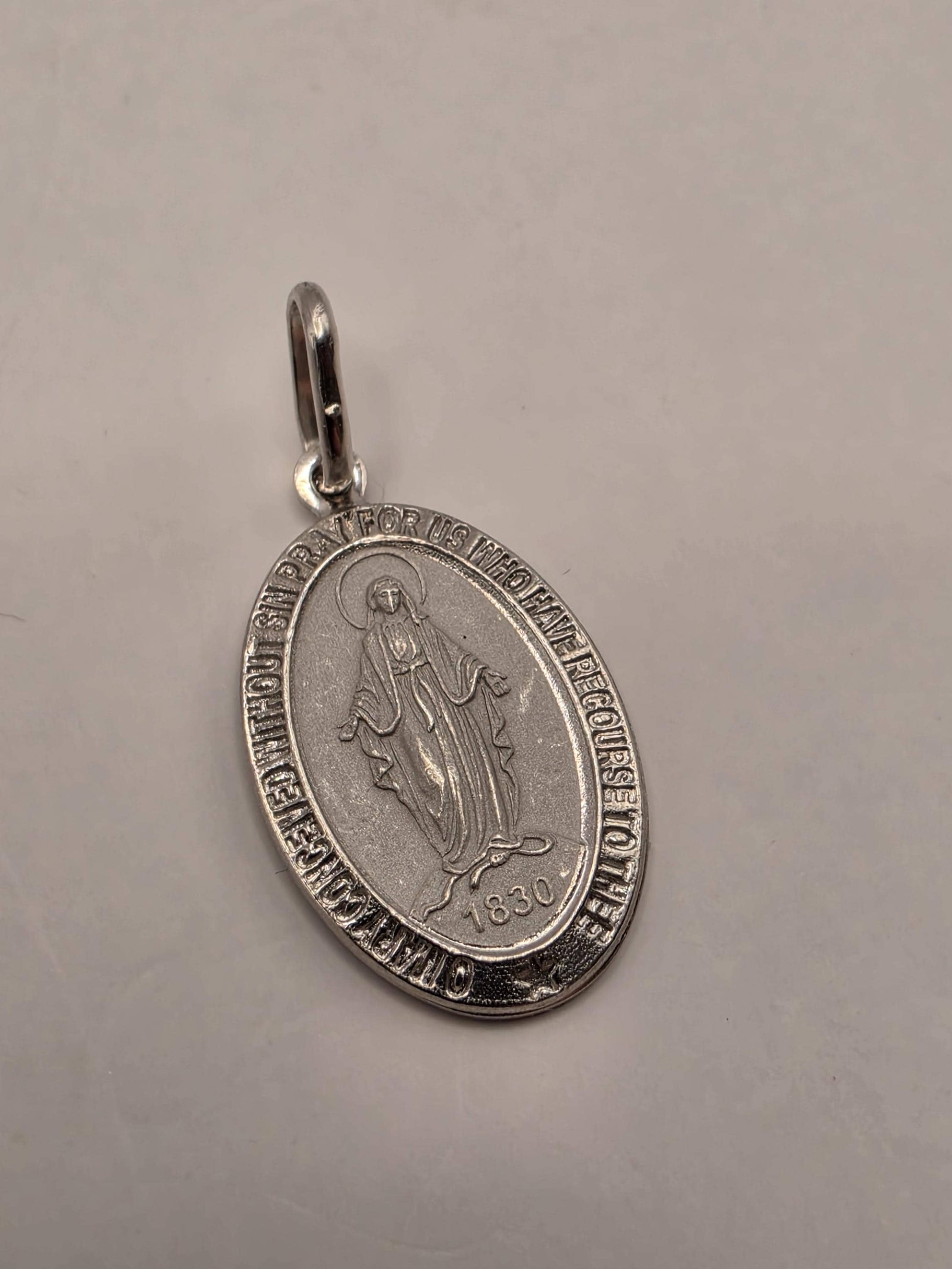 Sterling Silver Miraculous Medal Pendant .75 Inch - view 2