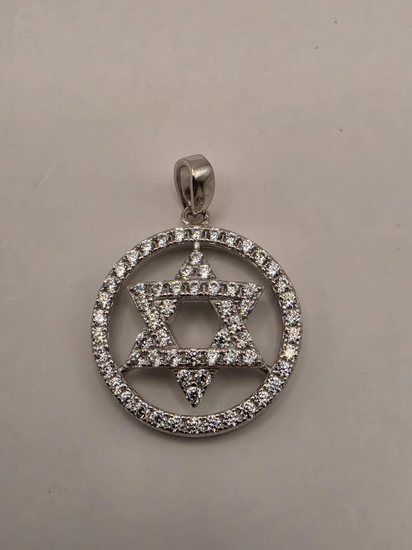 Sterling Silver CZ Star of David Pendant .75 Inch - view 1