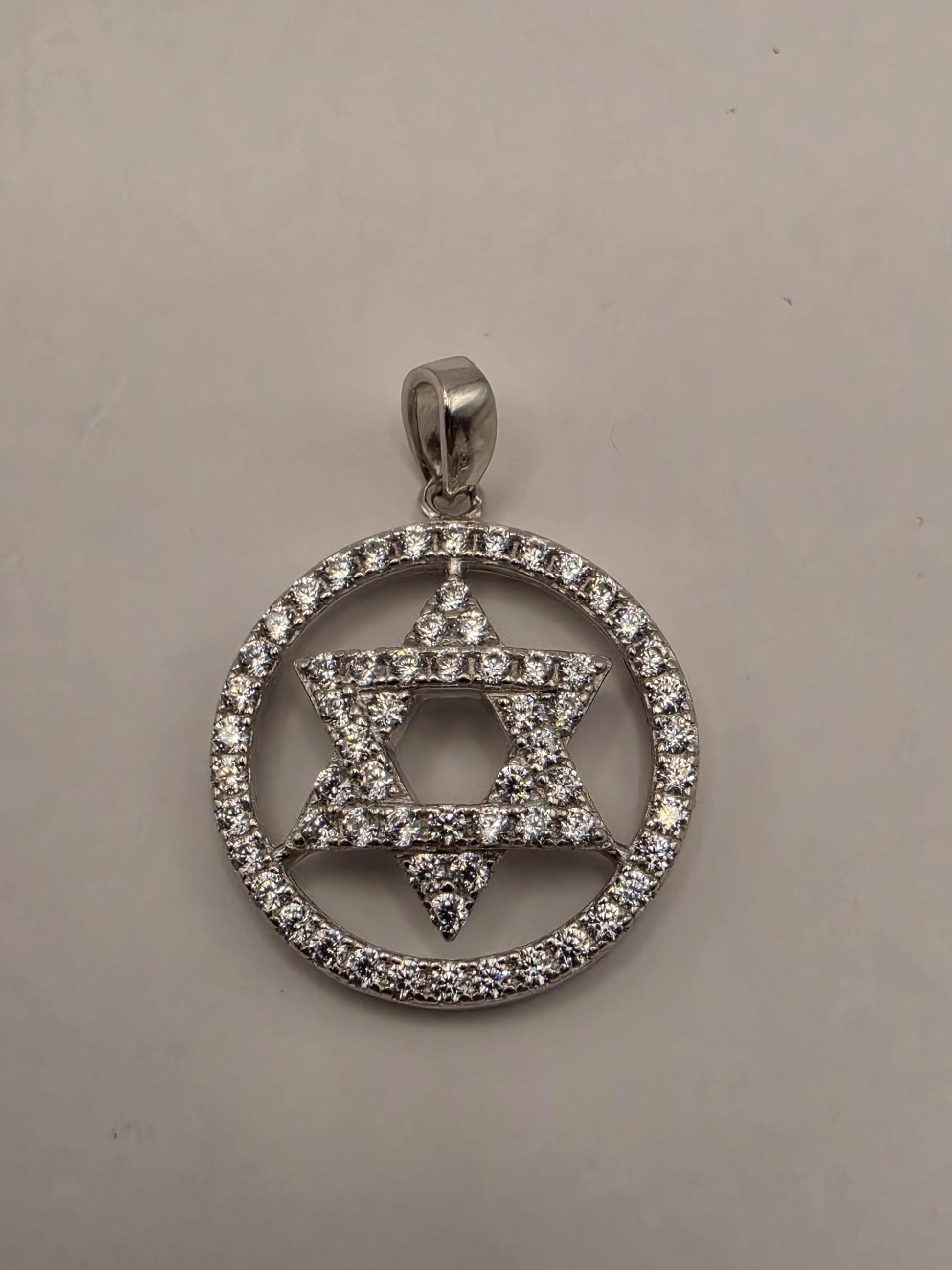 Sterling Silver CZ Star of David Pendant .75 Inch - view 1