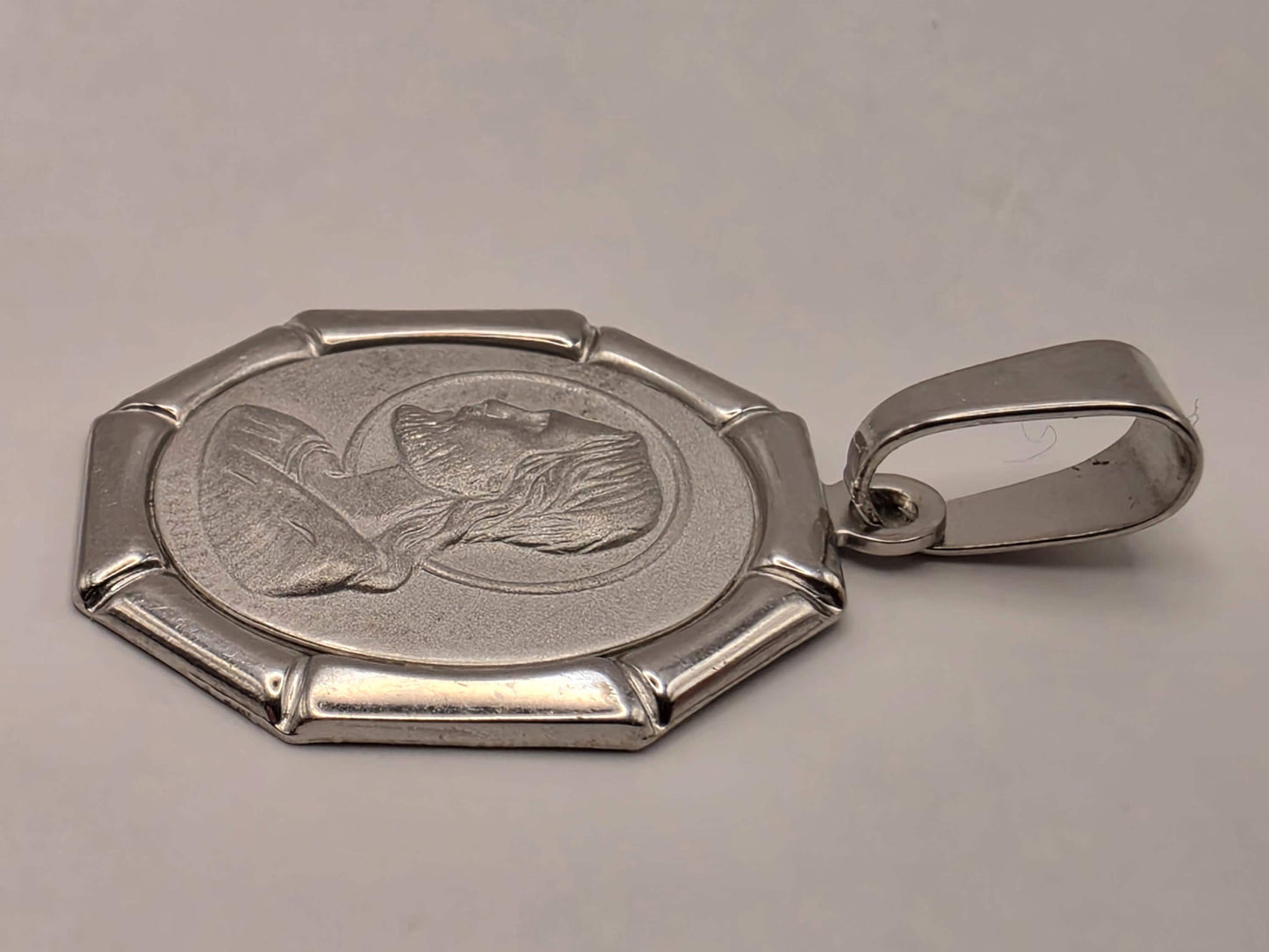 Sterling Silver Jesus Portrait Pendant 1 Inch - view 4