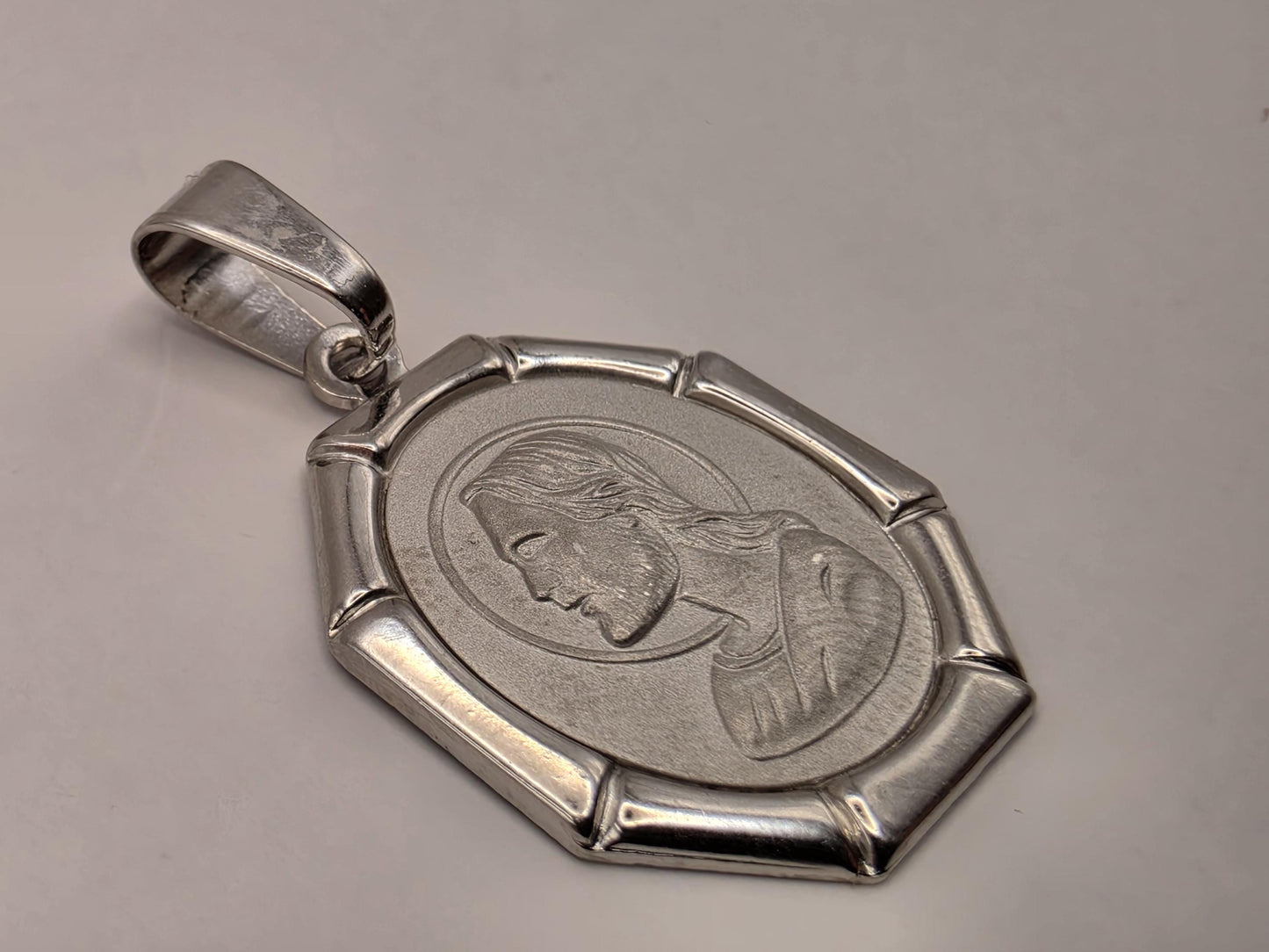 Sterling Silver Jesus Portrait Pendant 1 Inch - view 2