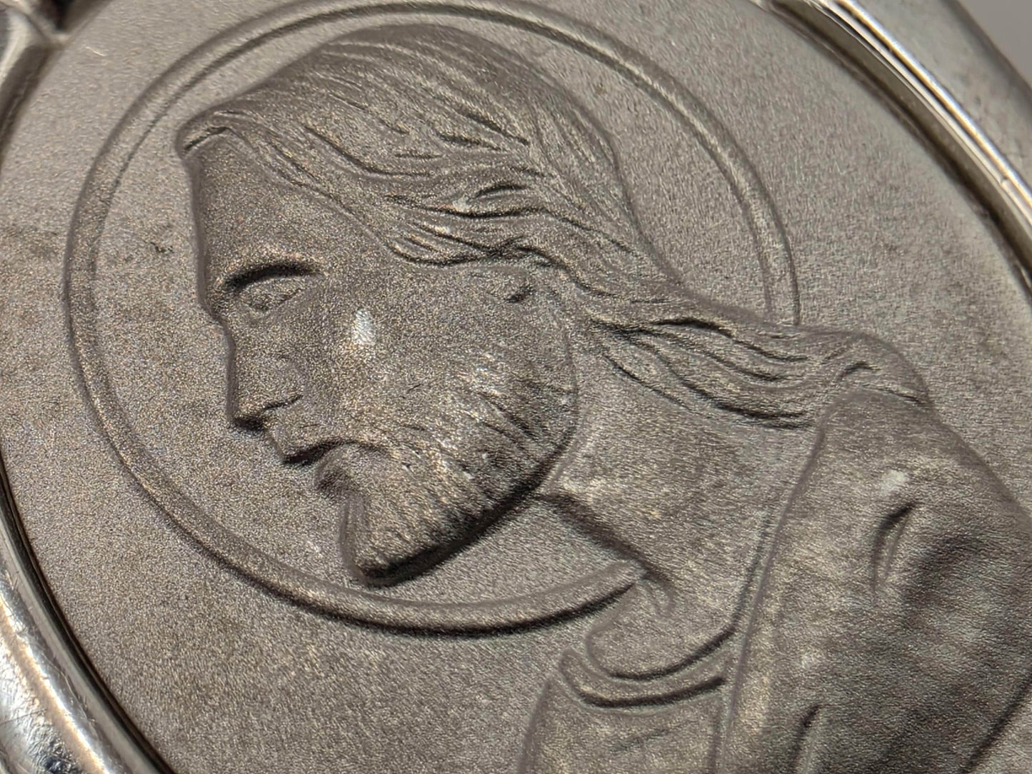 Sterling Silver Jesus Portrait Pendant 1 Inch - view 3