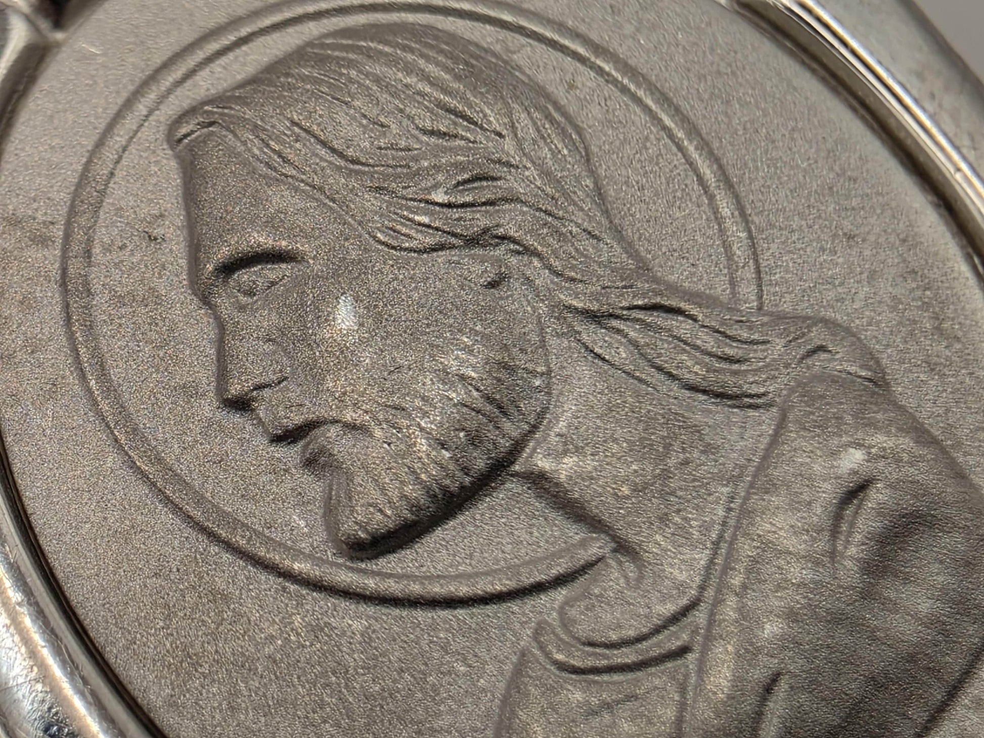 Sterling Silver Jesus Portrait Pendant 1 Inch - view 3