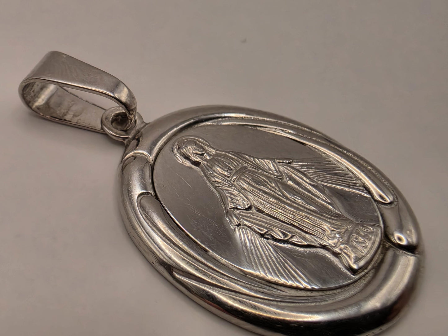 Sterling Silver Miraculous Medal Pendant 1 Inch - view 2